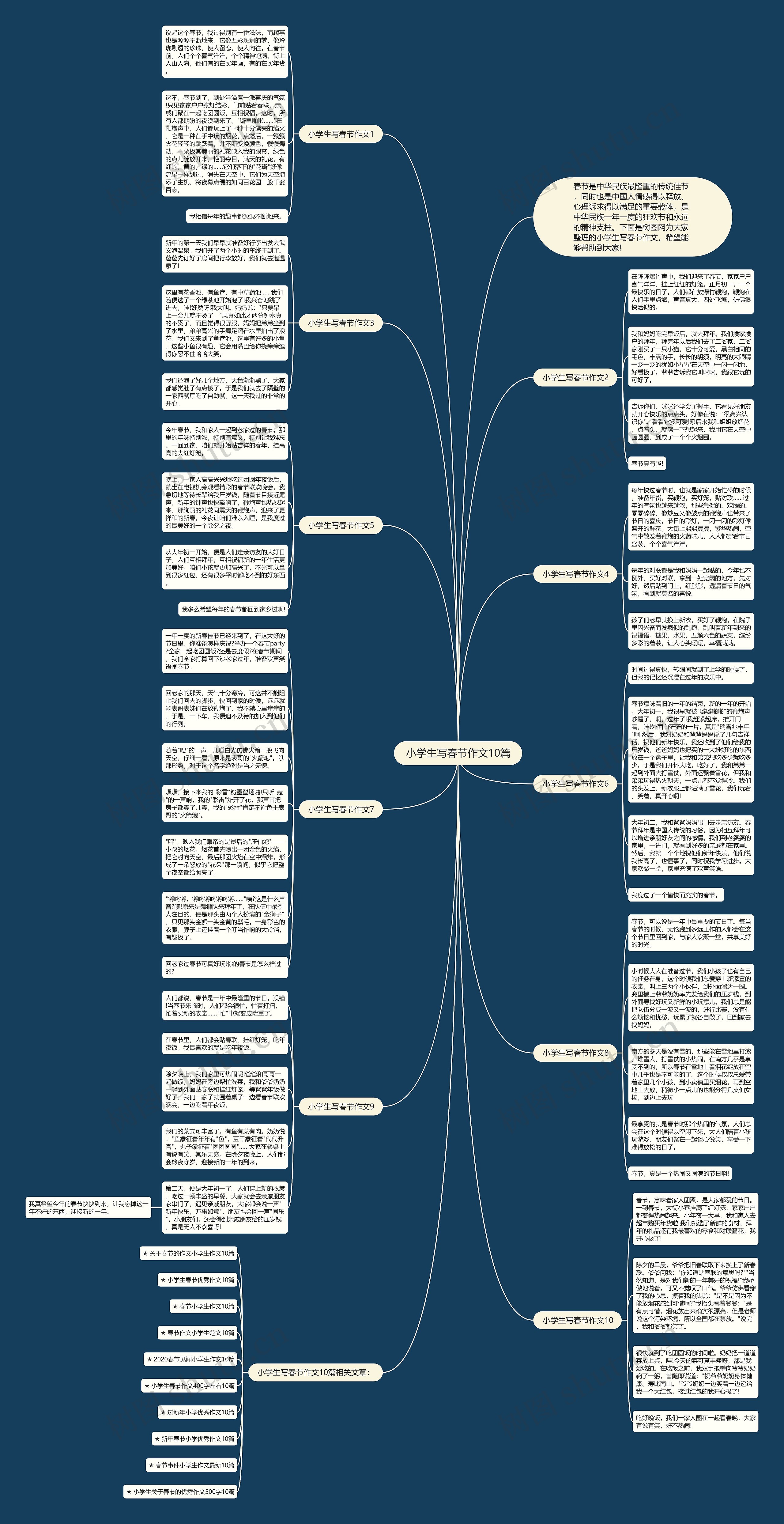 小学生写春节作文10篇思维导图