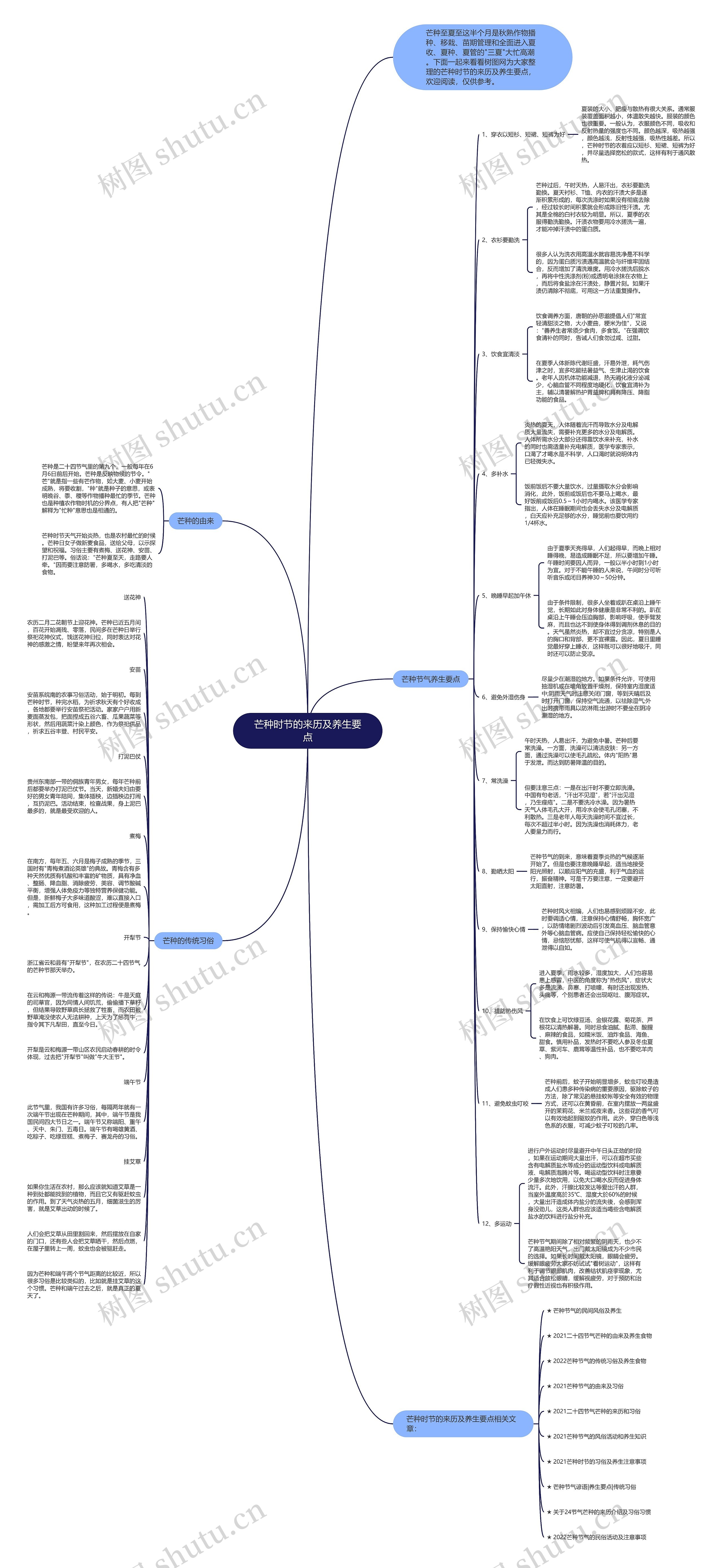 芒种时节的来历及养生要点思维导图