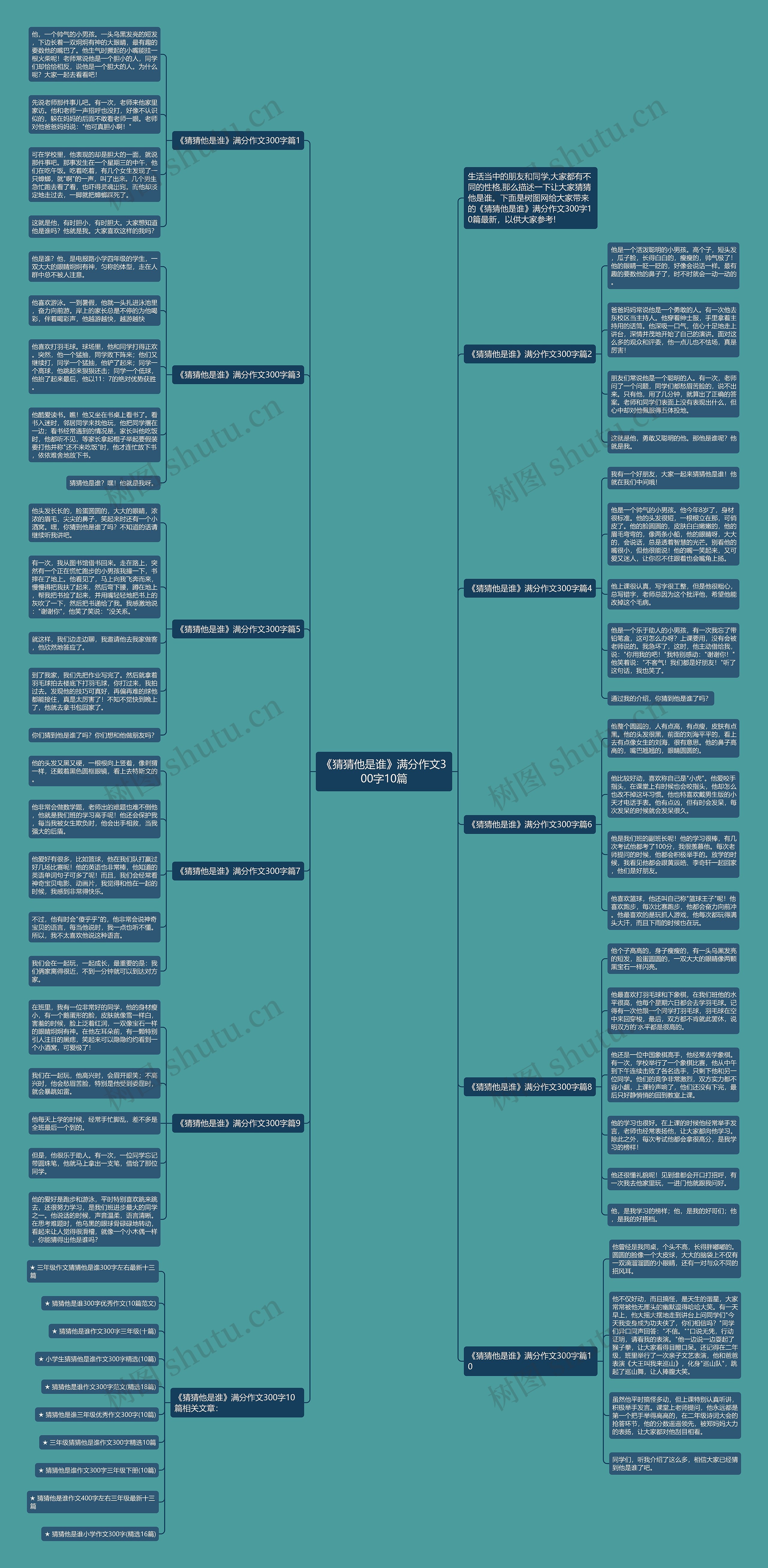 《猜猜他是谁》满分作文300字10篇思维导图