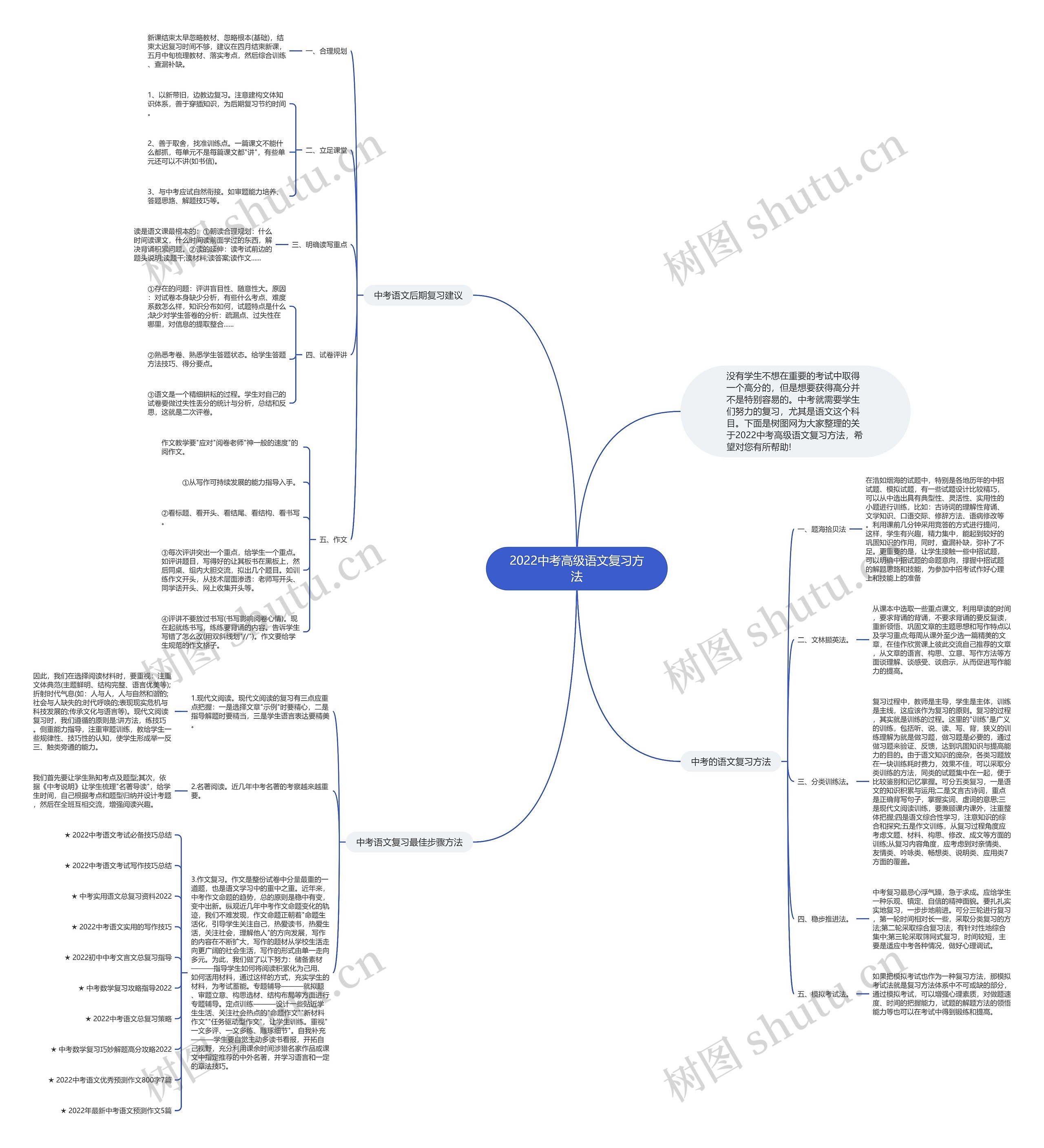 2022中考高级语文复习方法思维导图