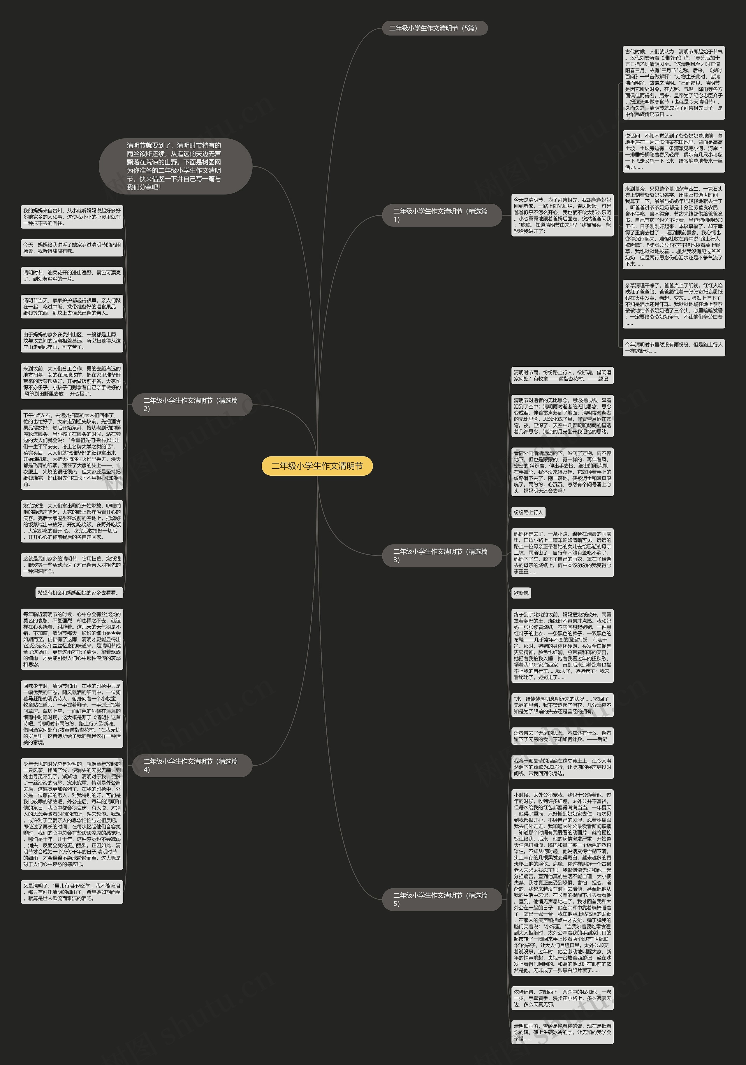 二年级小学生作文清明节思维导图