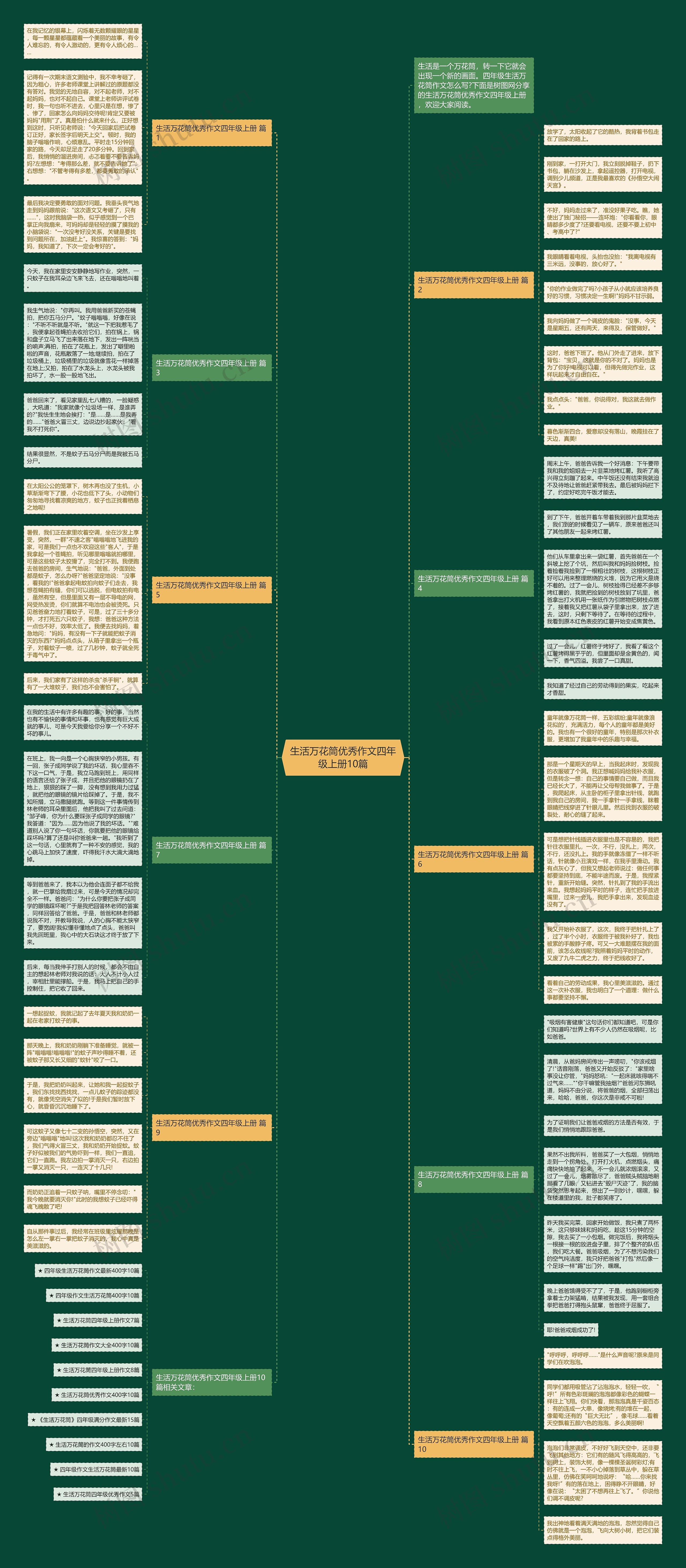 生活万花筒优秀作文四年级上册10篇思维导图