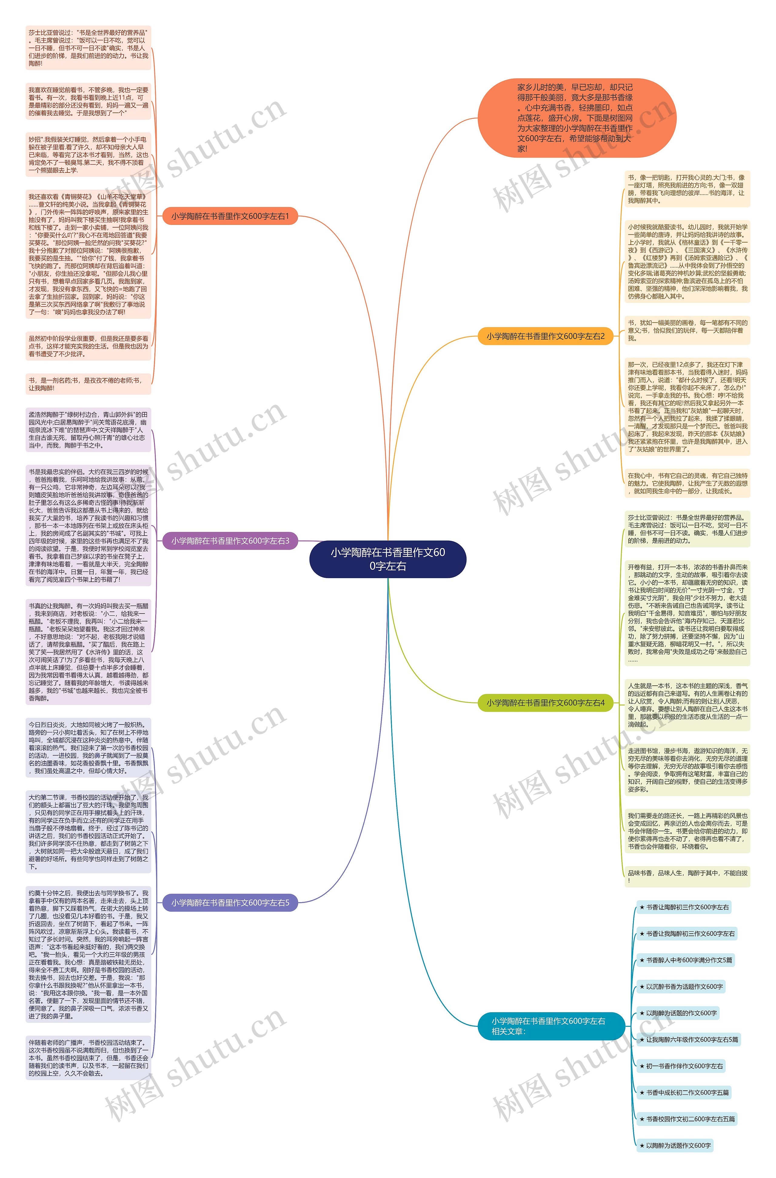 小学陶醉在书香里作文600字左右思维导图