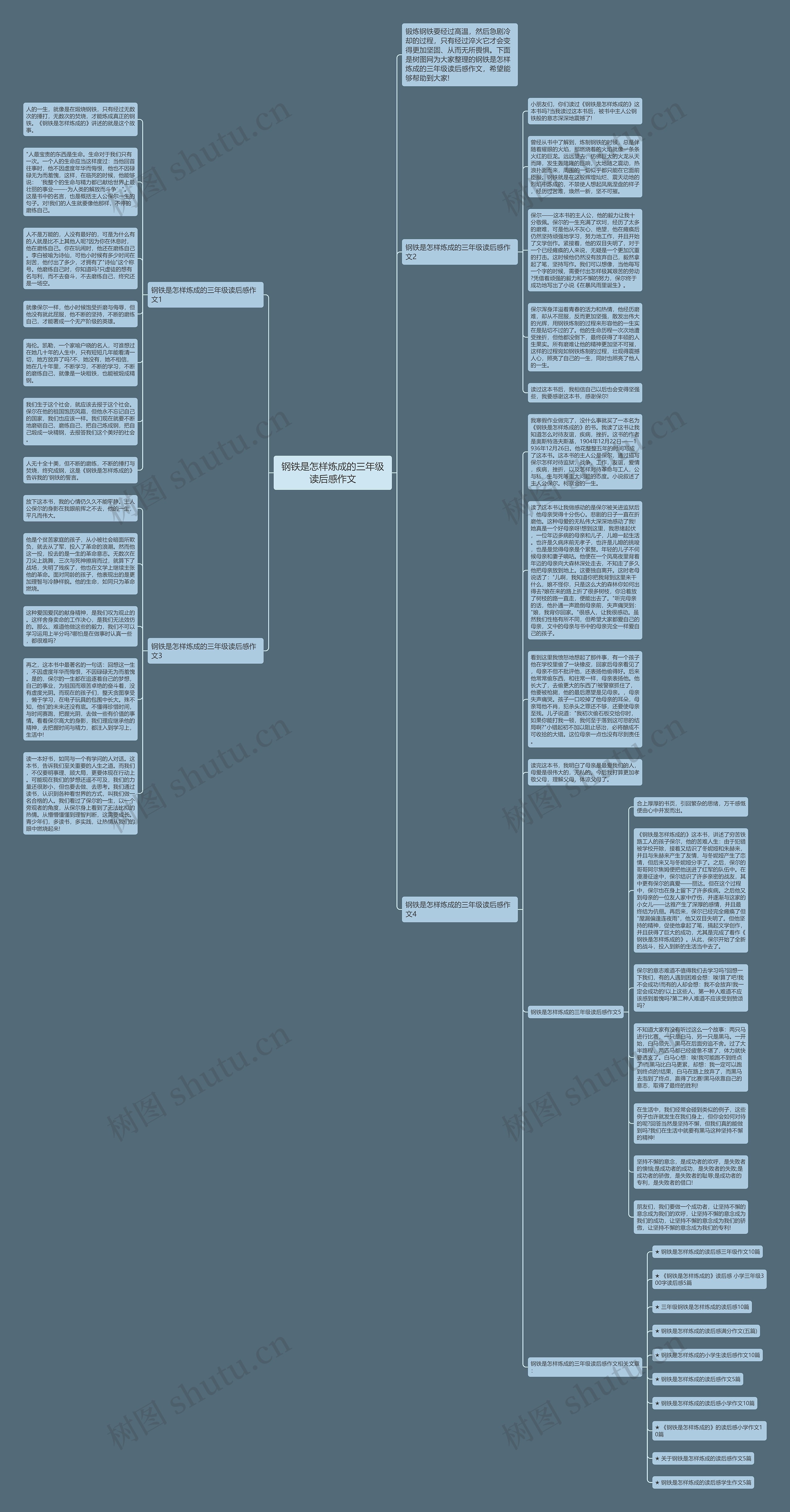 钢铁是怎样炼成的三年级读后感作文思维导图