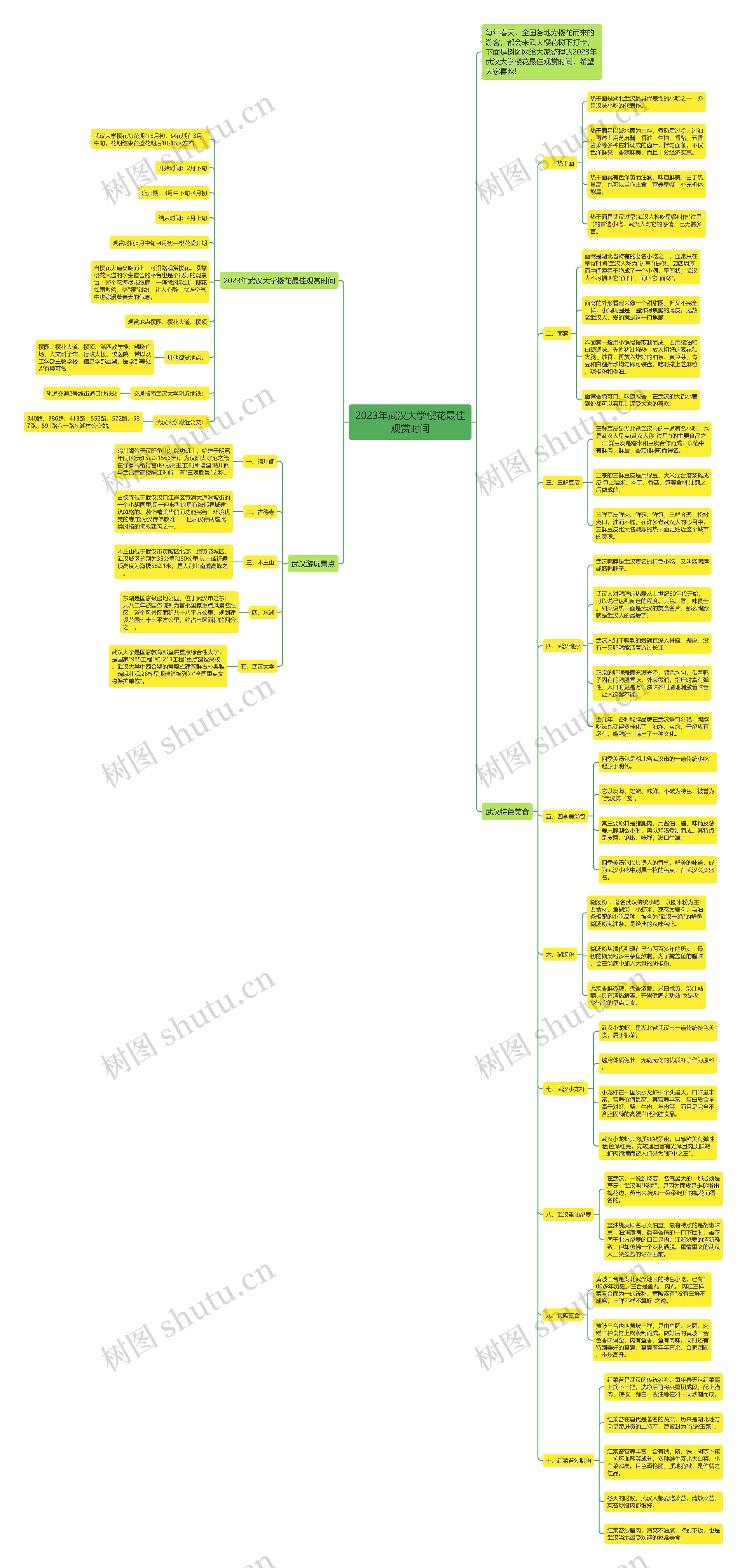 2023年武汉大学樱花最佳观赏时间思维导图
