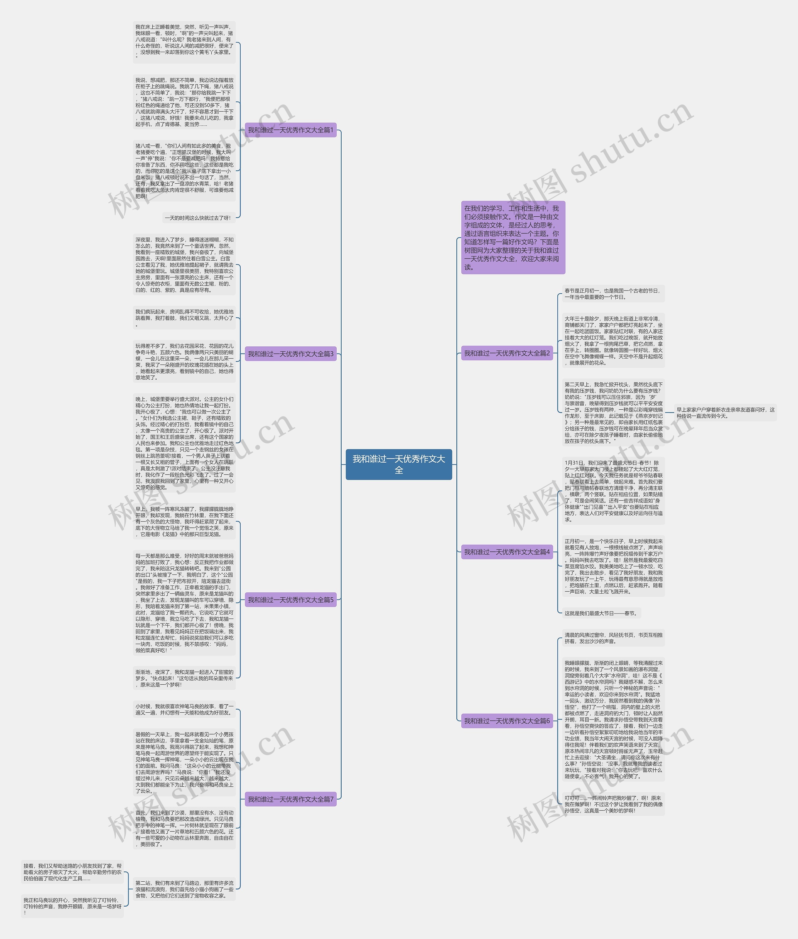 我和谁过一天优秀作文大全思维导图