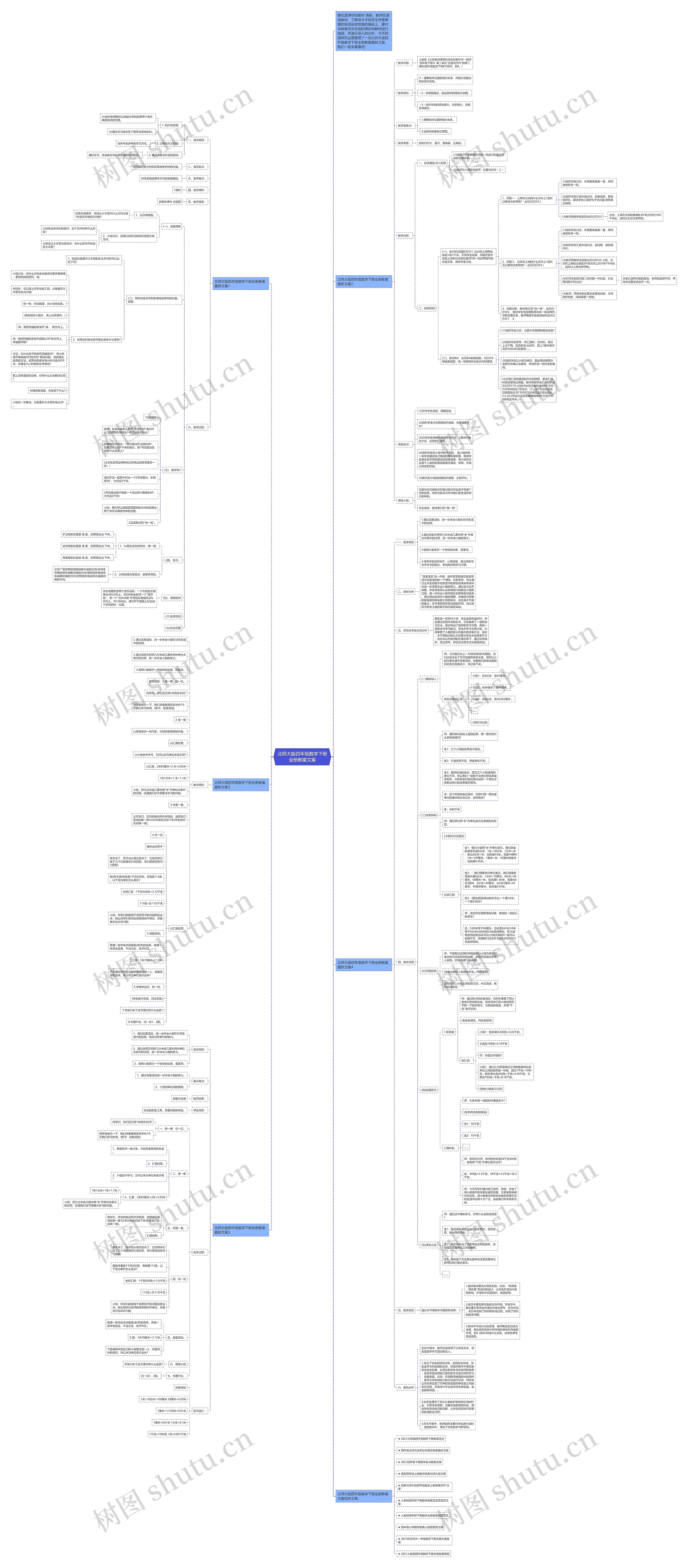 北师大版四年级数学下册全册教案文案思维导图