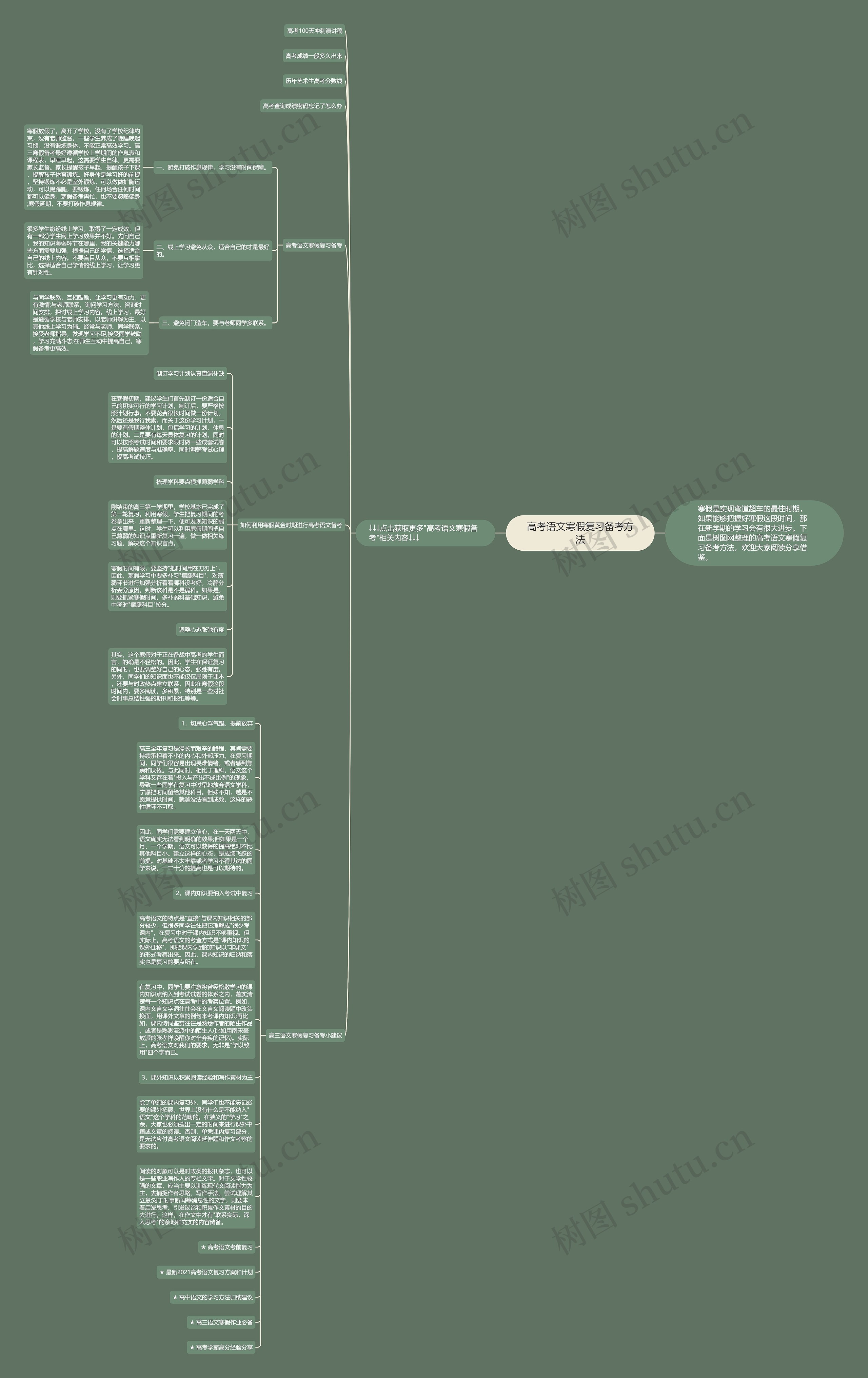 高考语文寒假复习备考方法思维导图