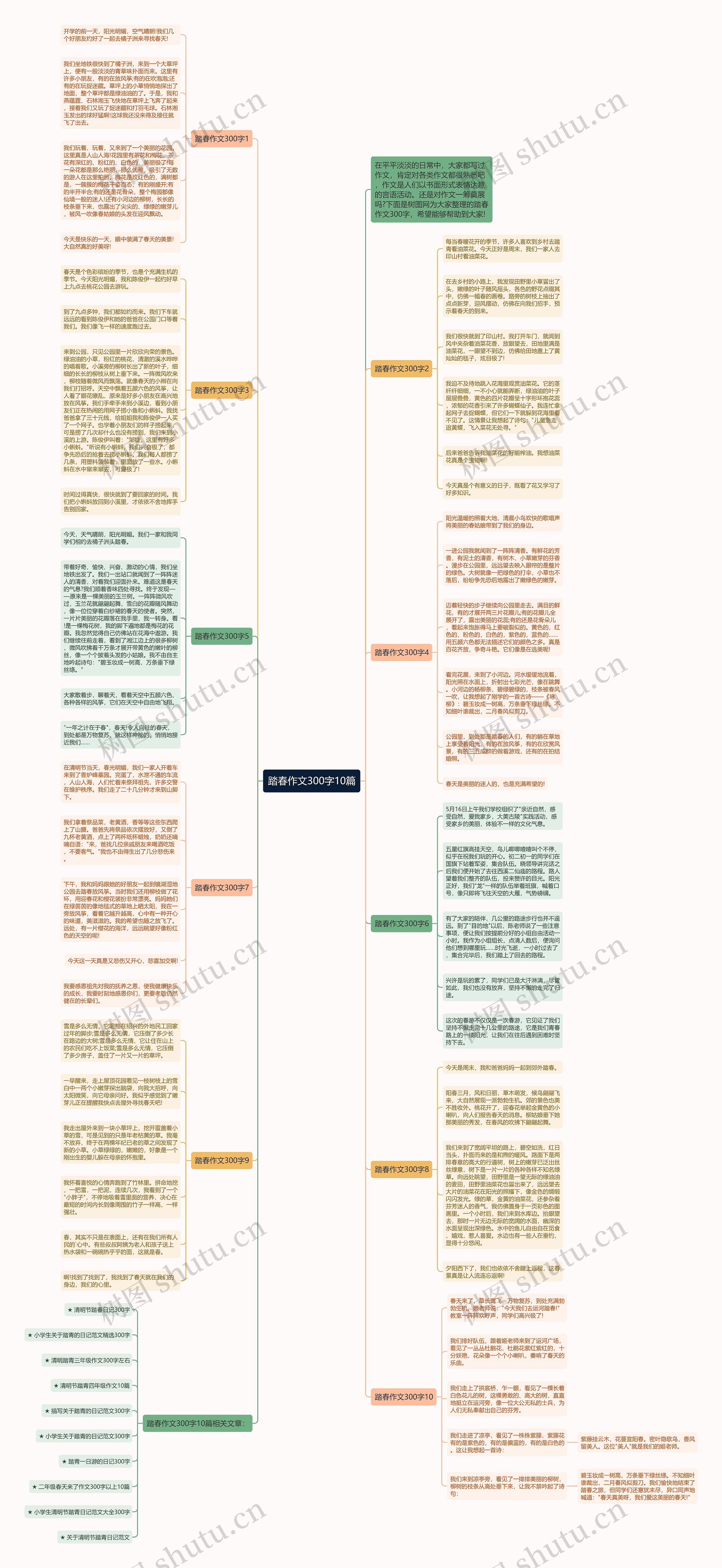踏春作文300字10篇思维导图
