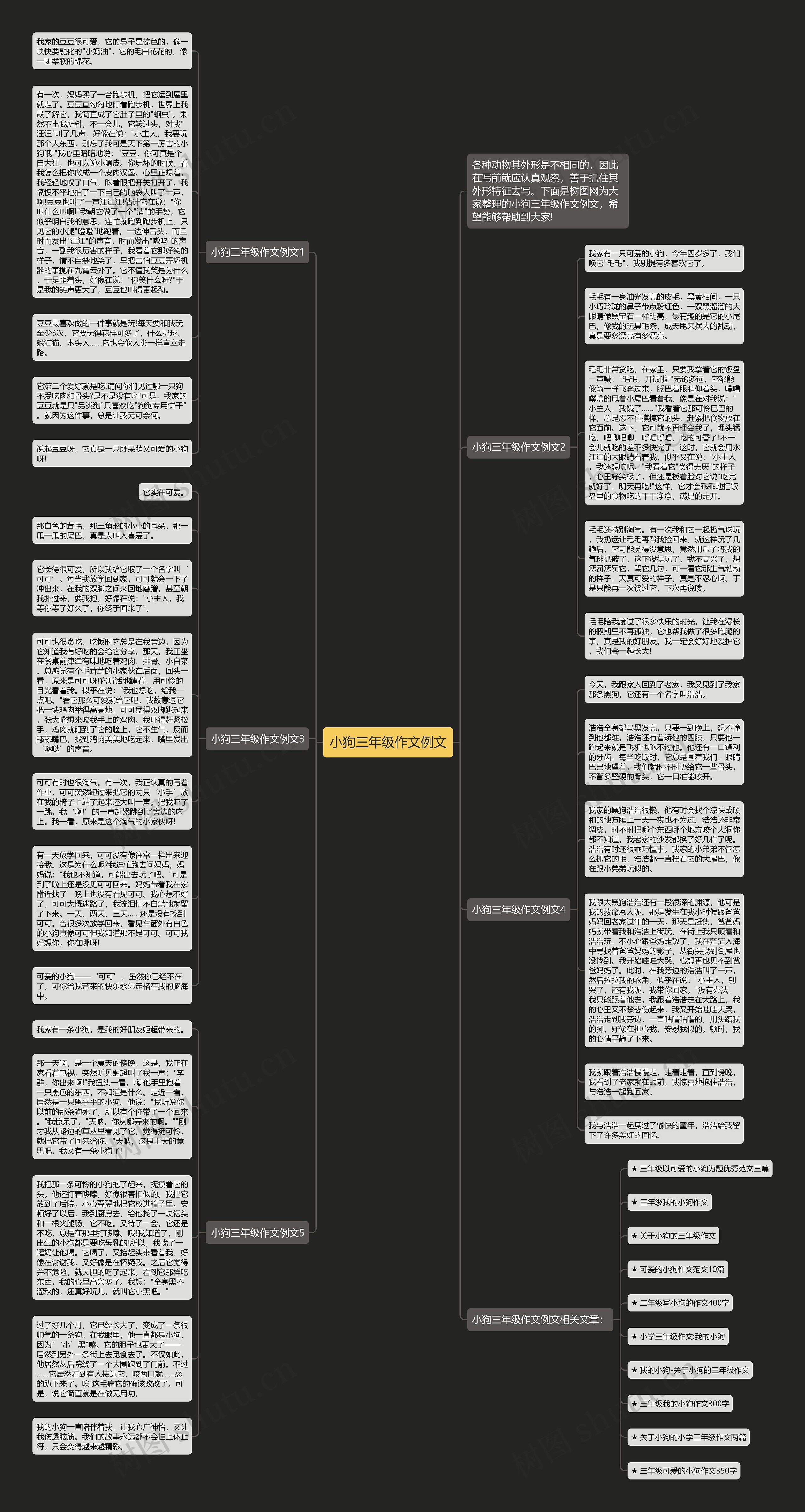 小狗三年级作文例文思维导图