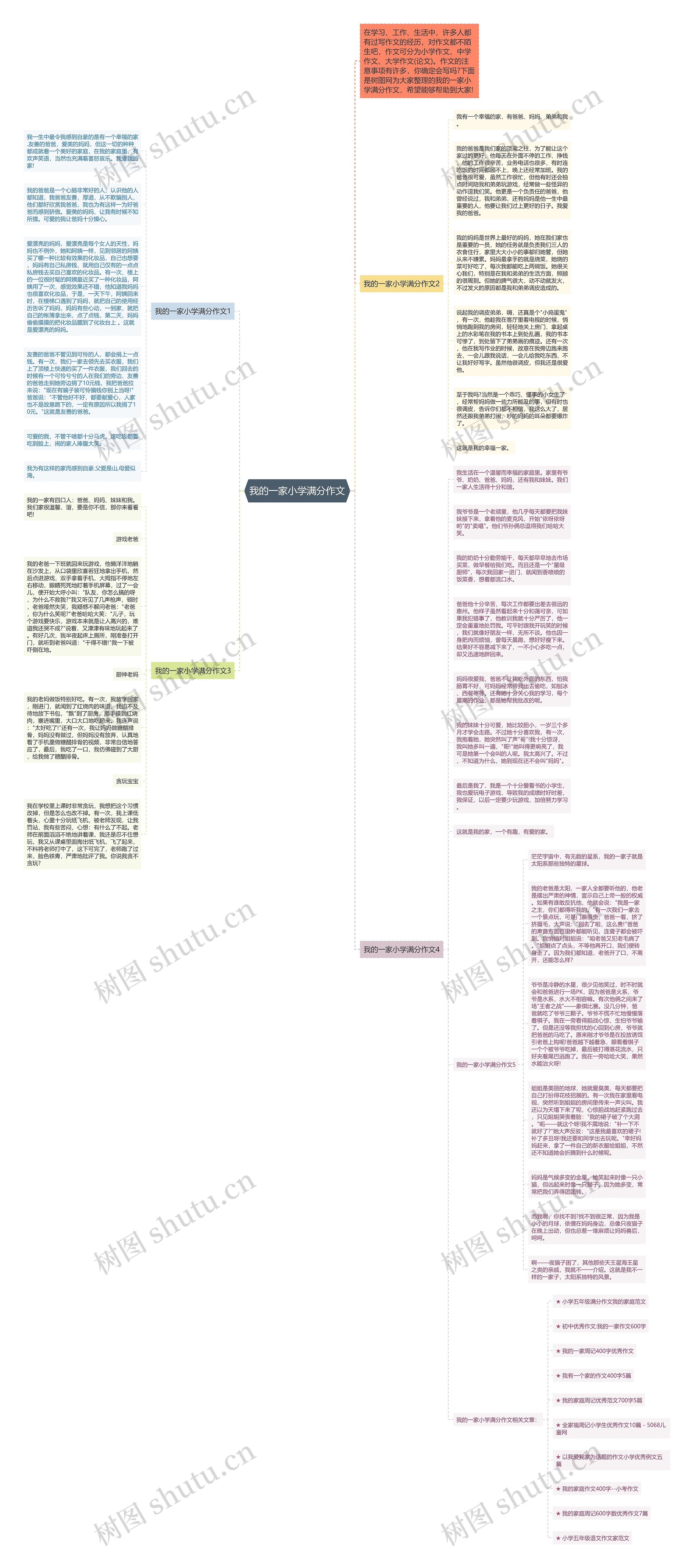 我的一家小学满分作文思维导图