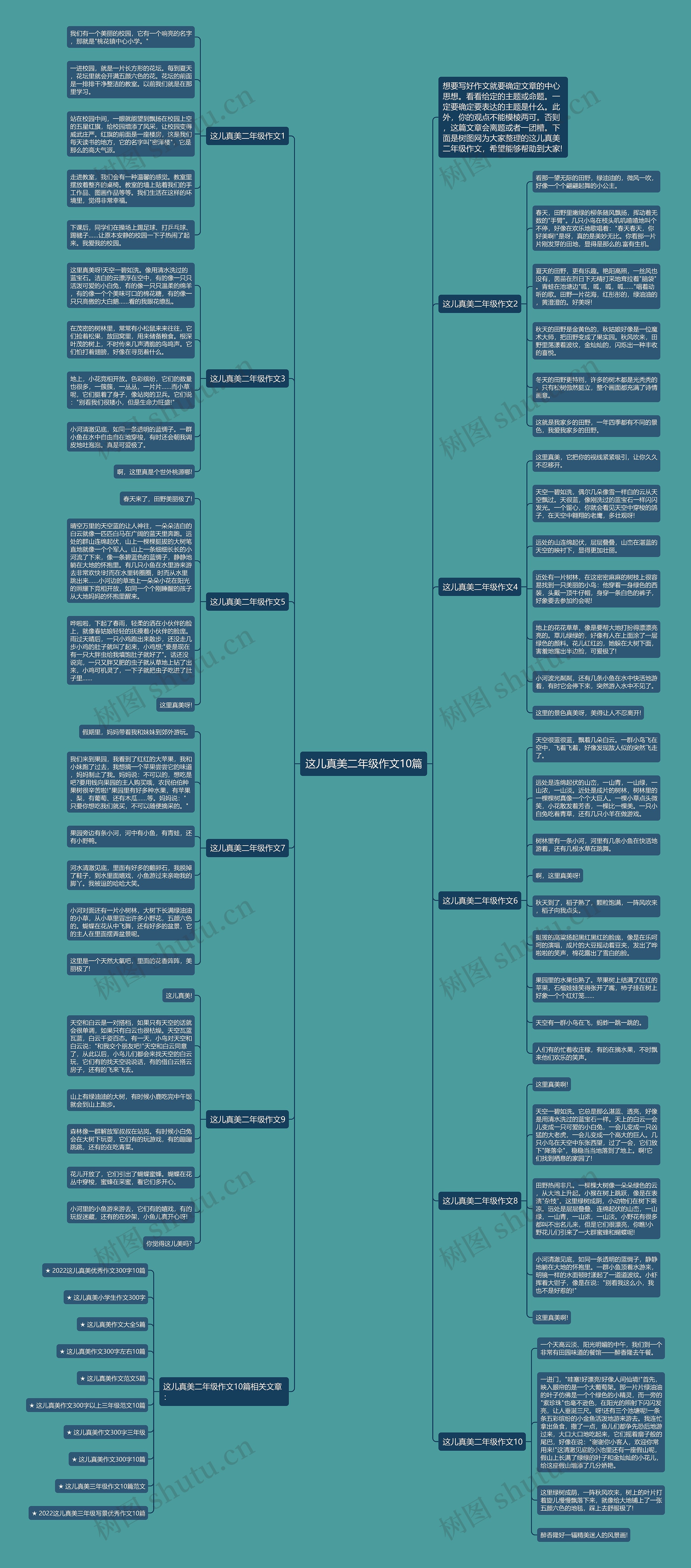 这儿真美二年级作文10篇思维导图