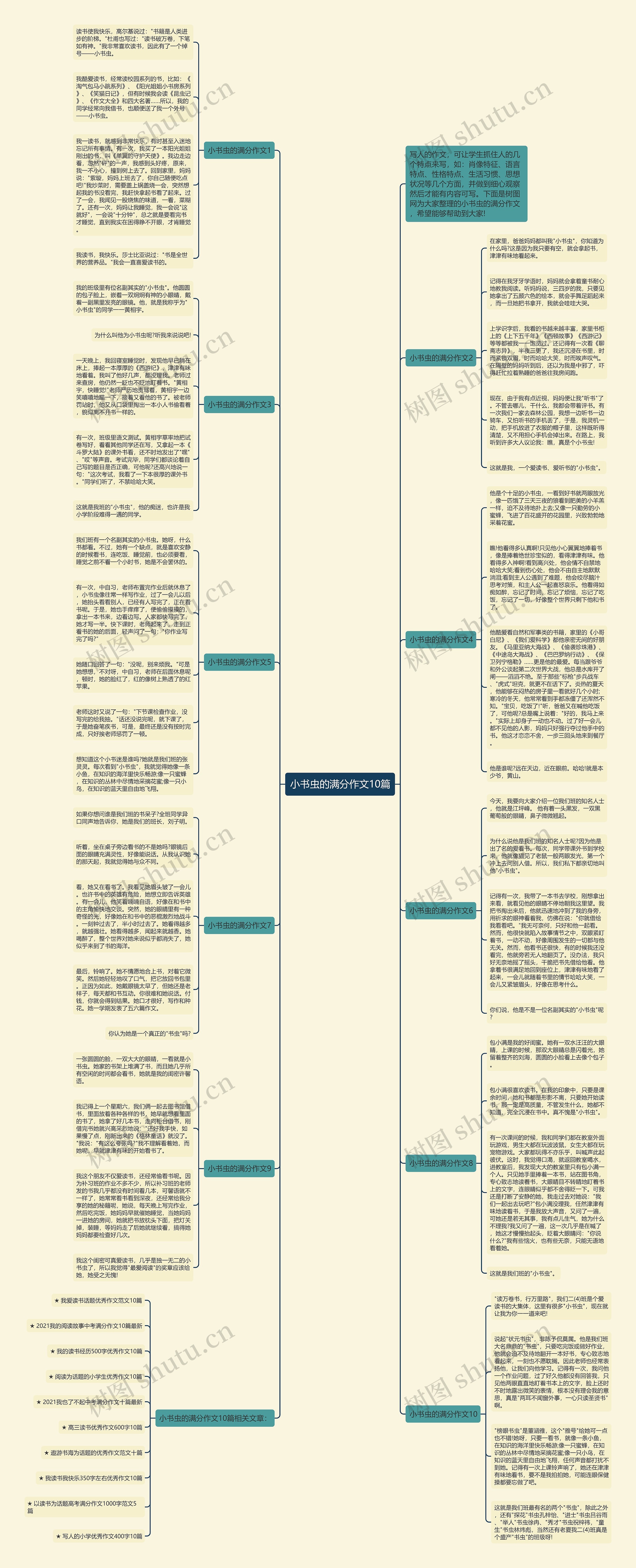 小书虫的满分作文10篇思维导图