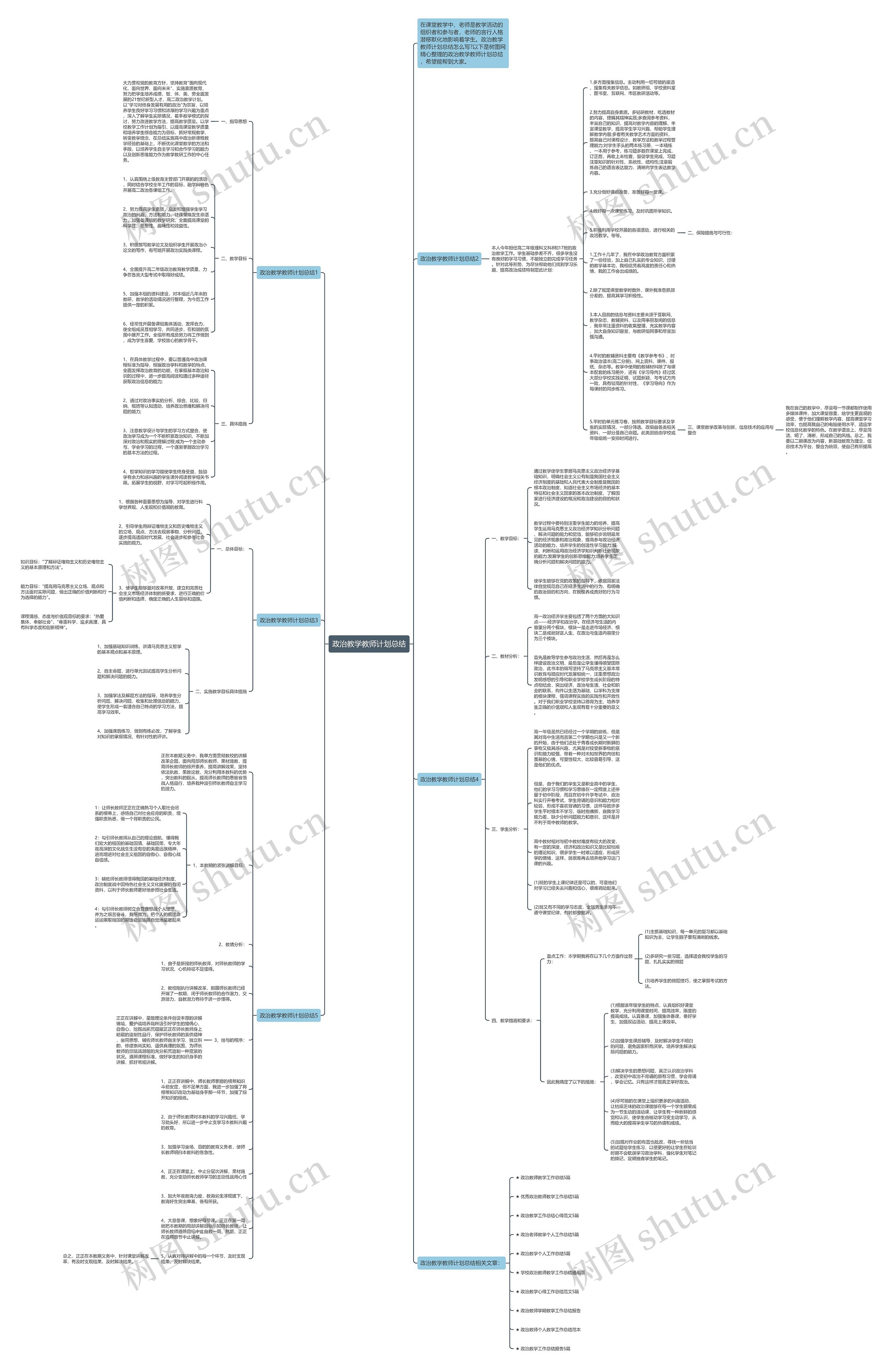 政治教学教师计划总结思维导图