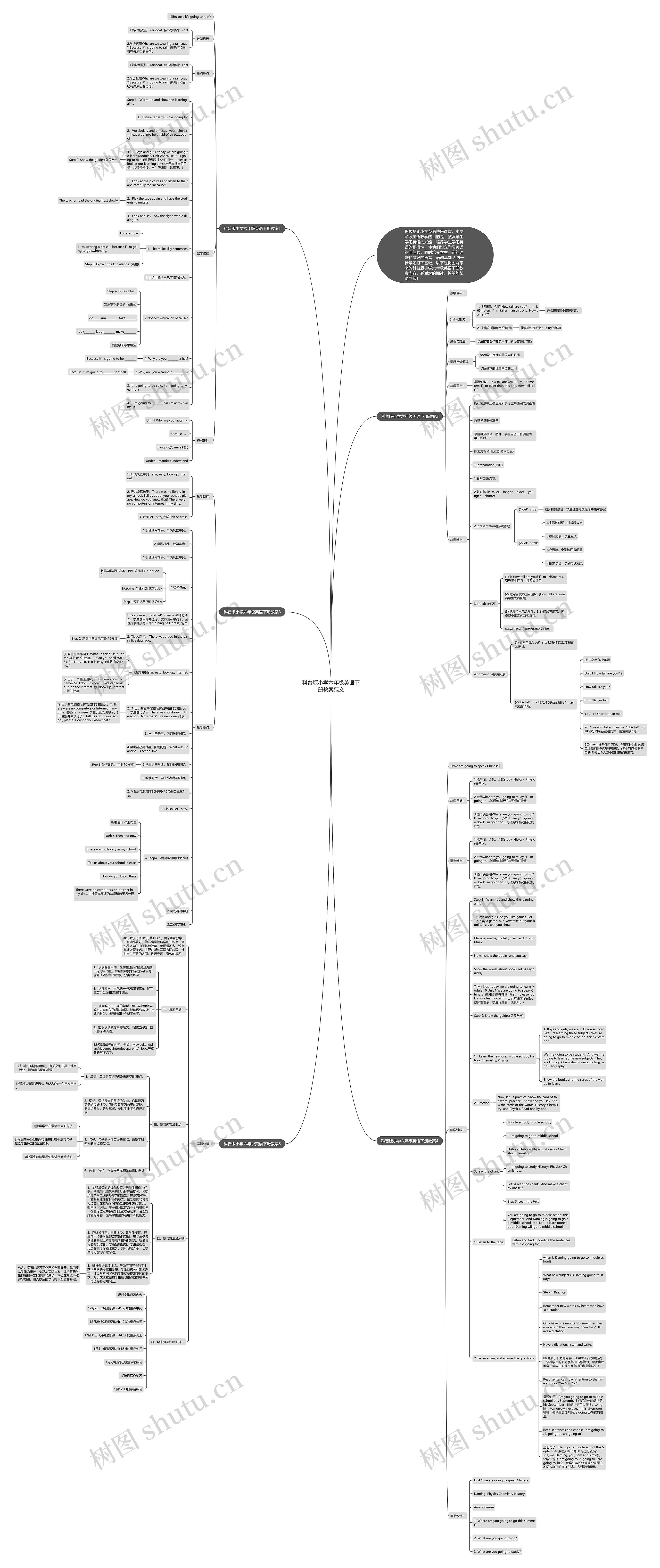 科普版小学六年级英语下册教案范文思维导图