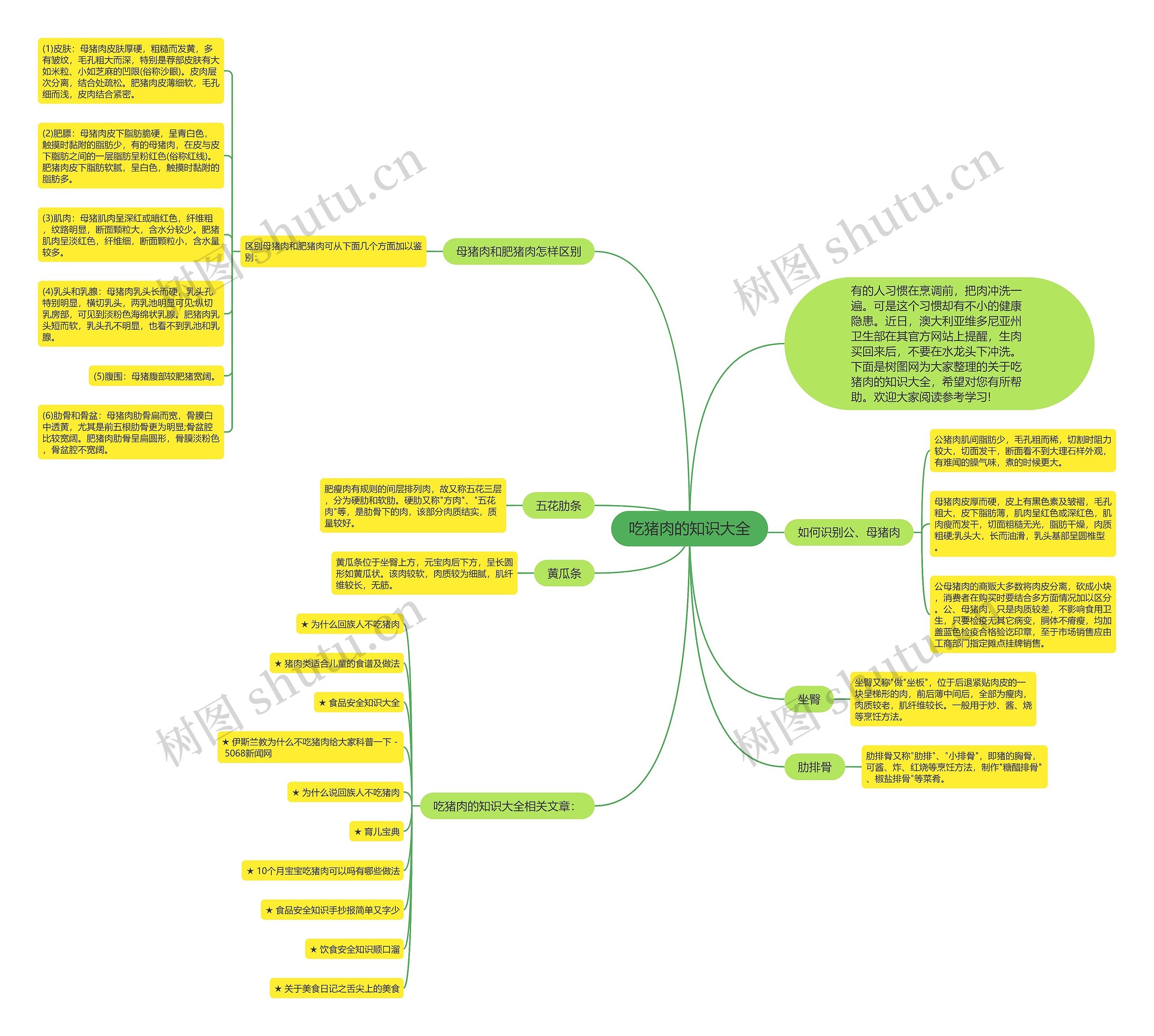 吃猪肉的知识大全思维导图