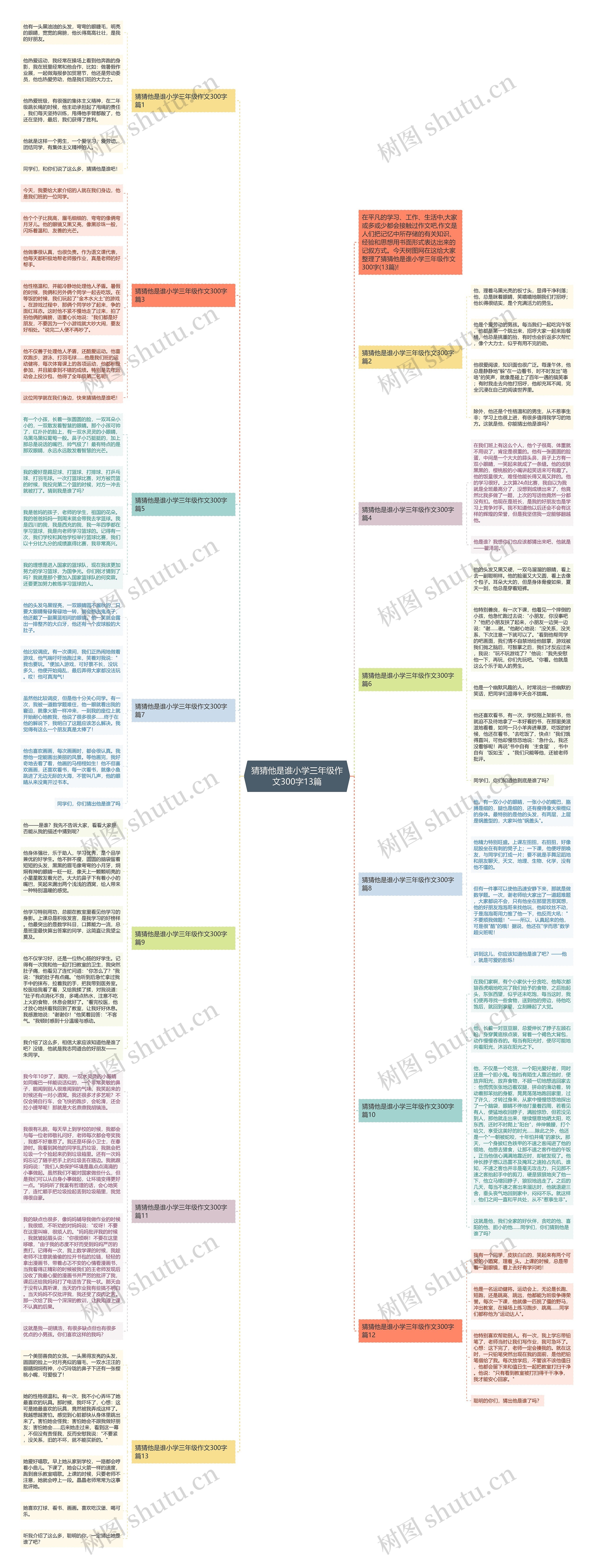 猜猜他是谁小学三年级作文300字13篇思维导图