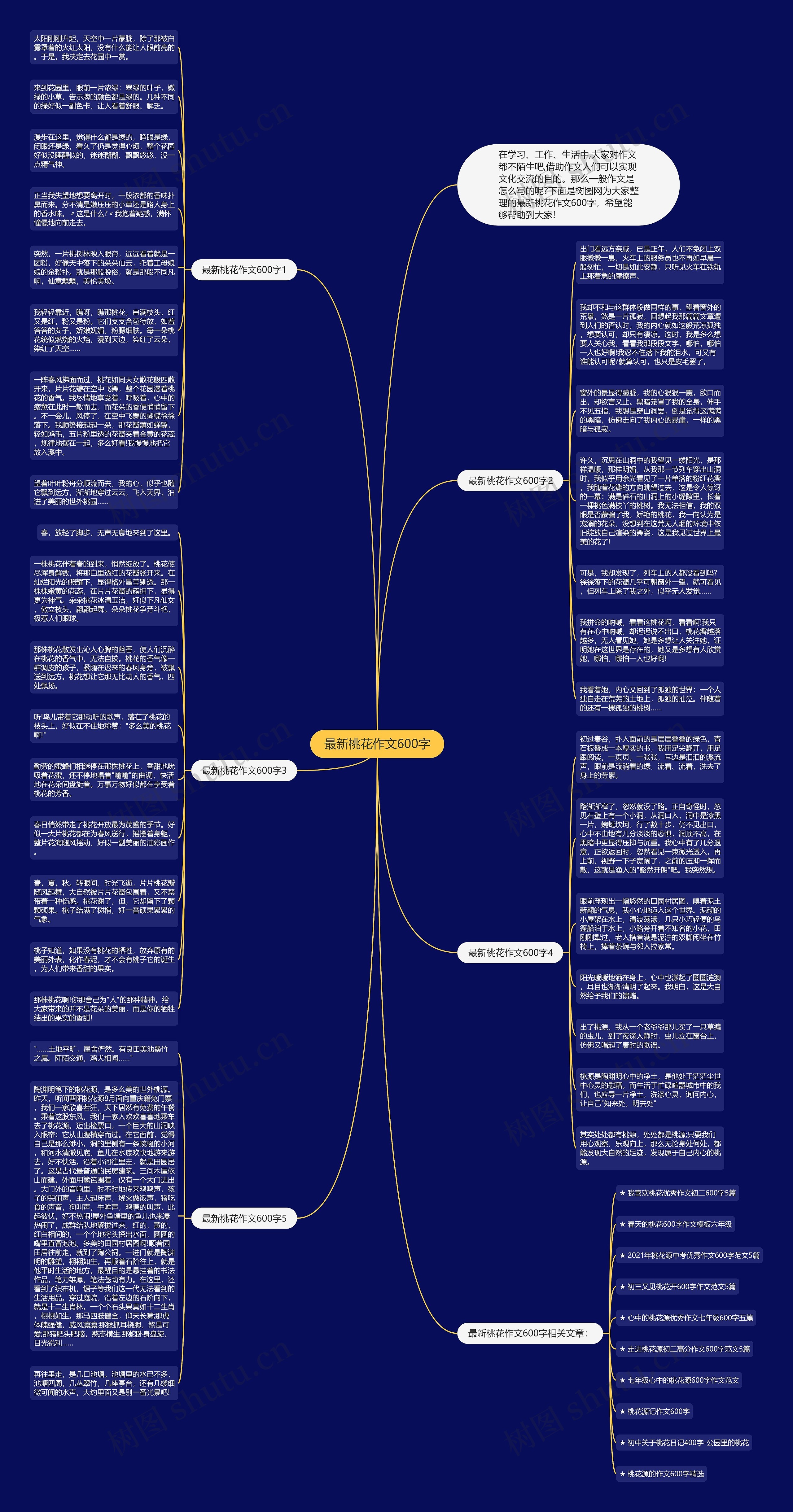 最新桃花作文600字思维导图