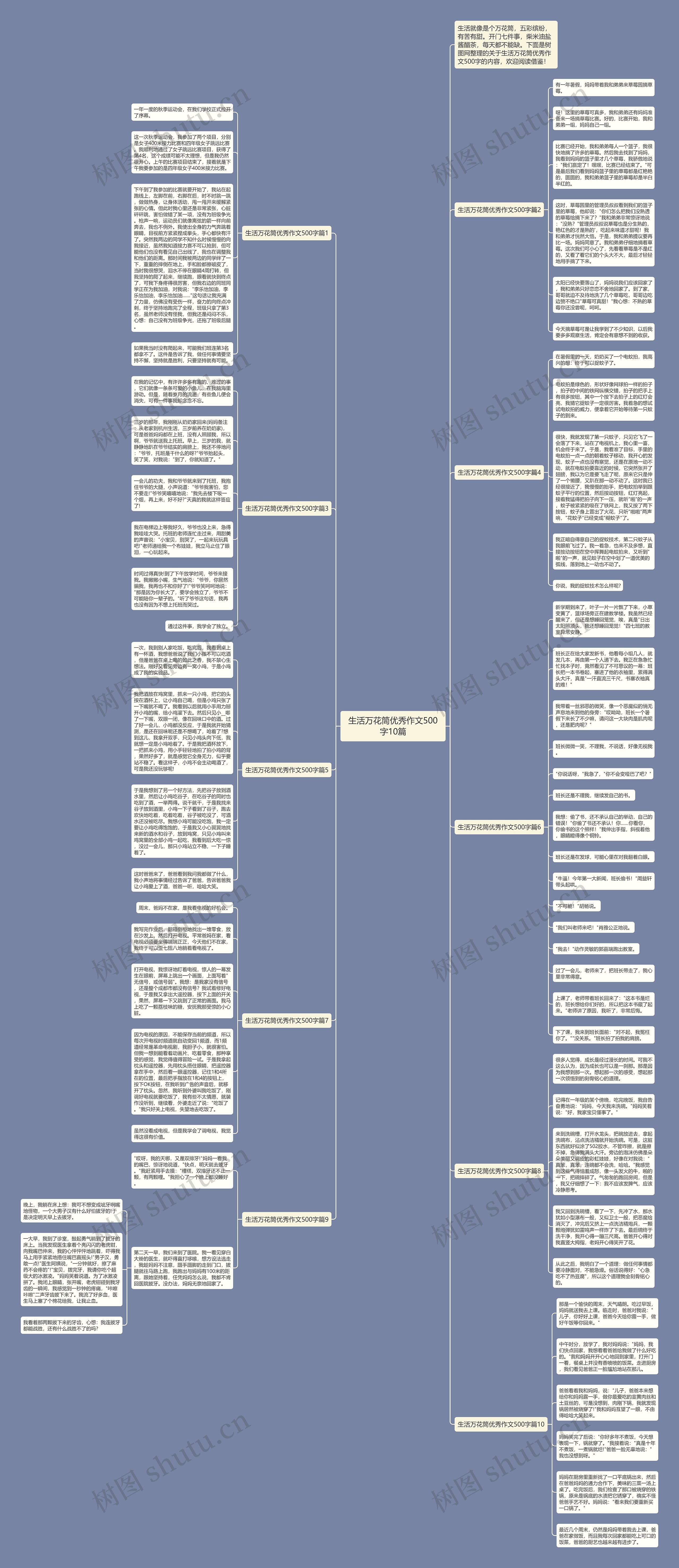 生活万花筒优秀作文500字10篇思维导图