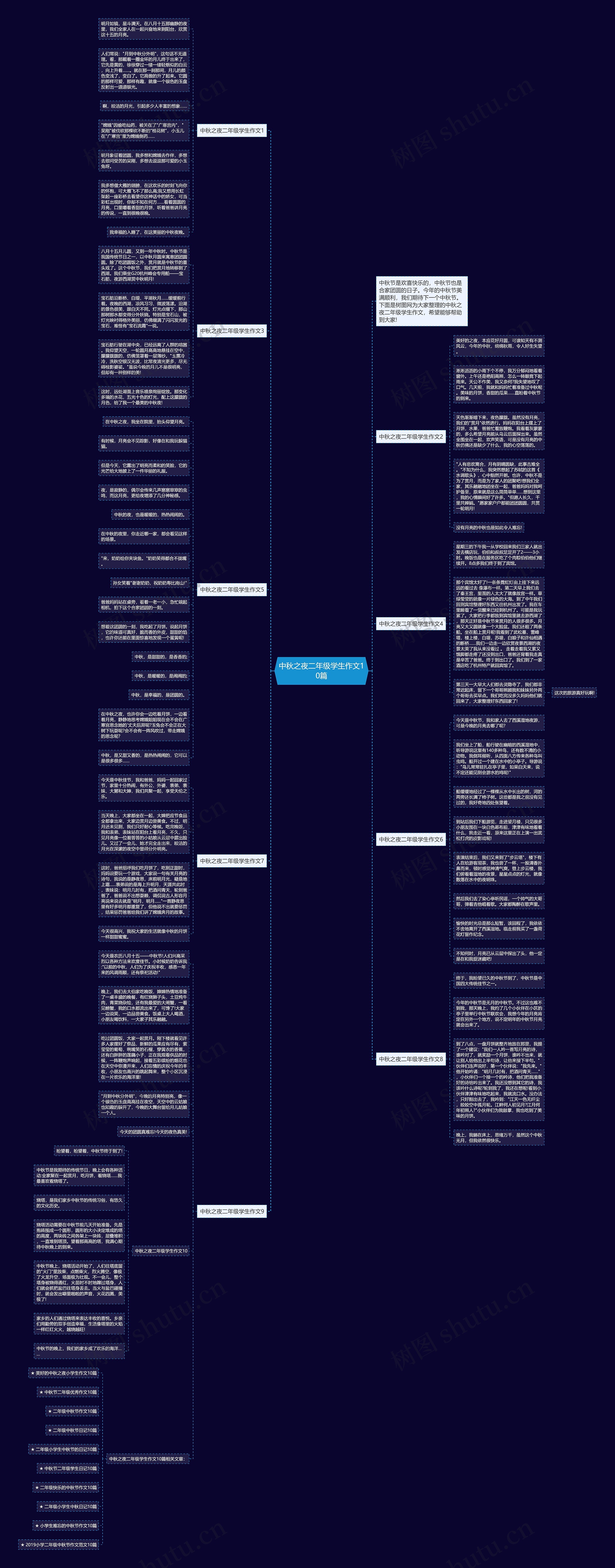 中秋之夜二年级学生作文10篇思维导图