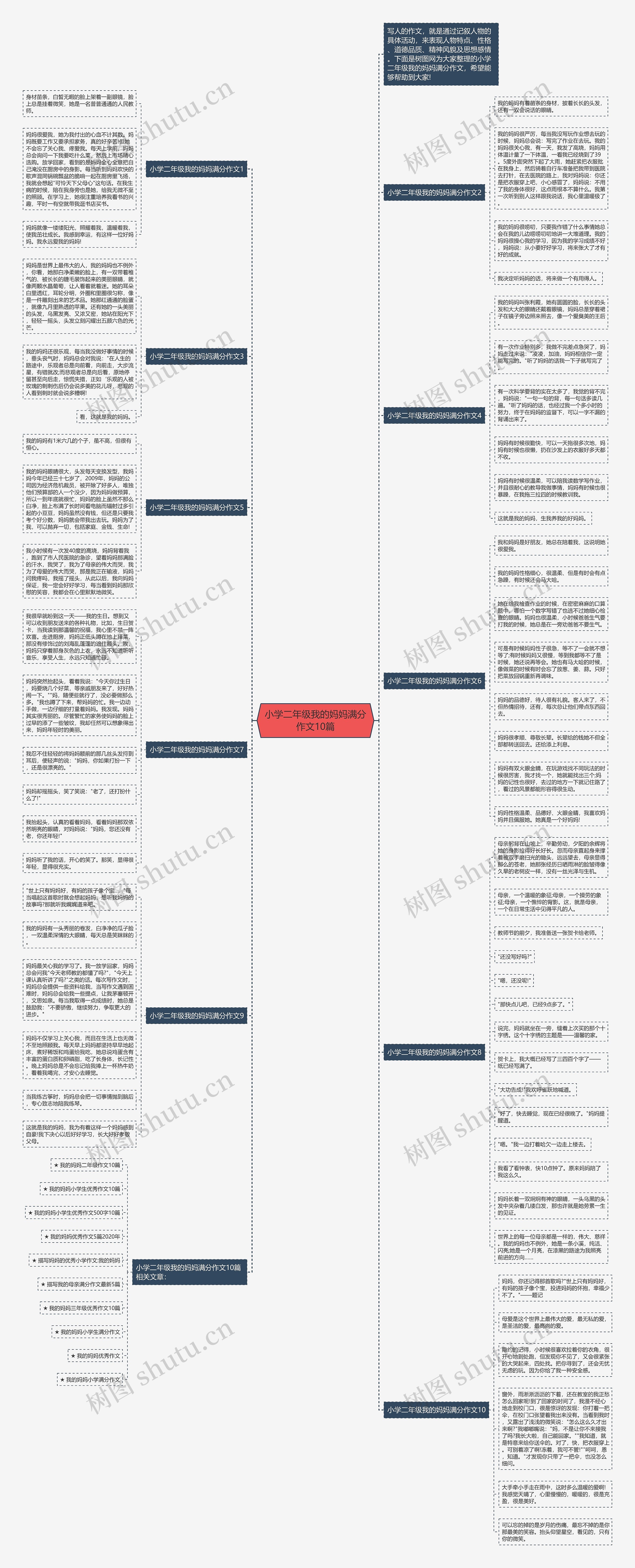 小学二年级我的妈妈满分作文10篇思维导图