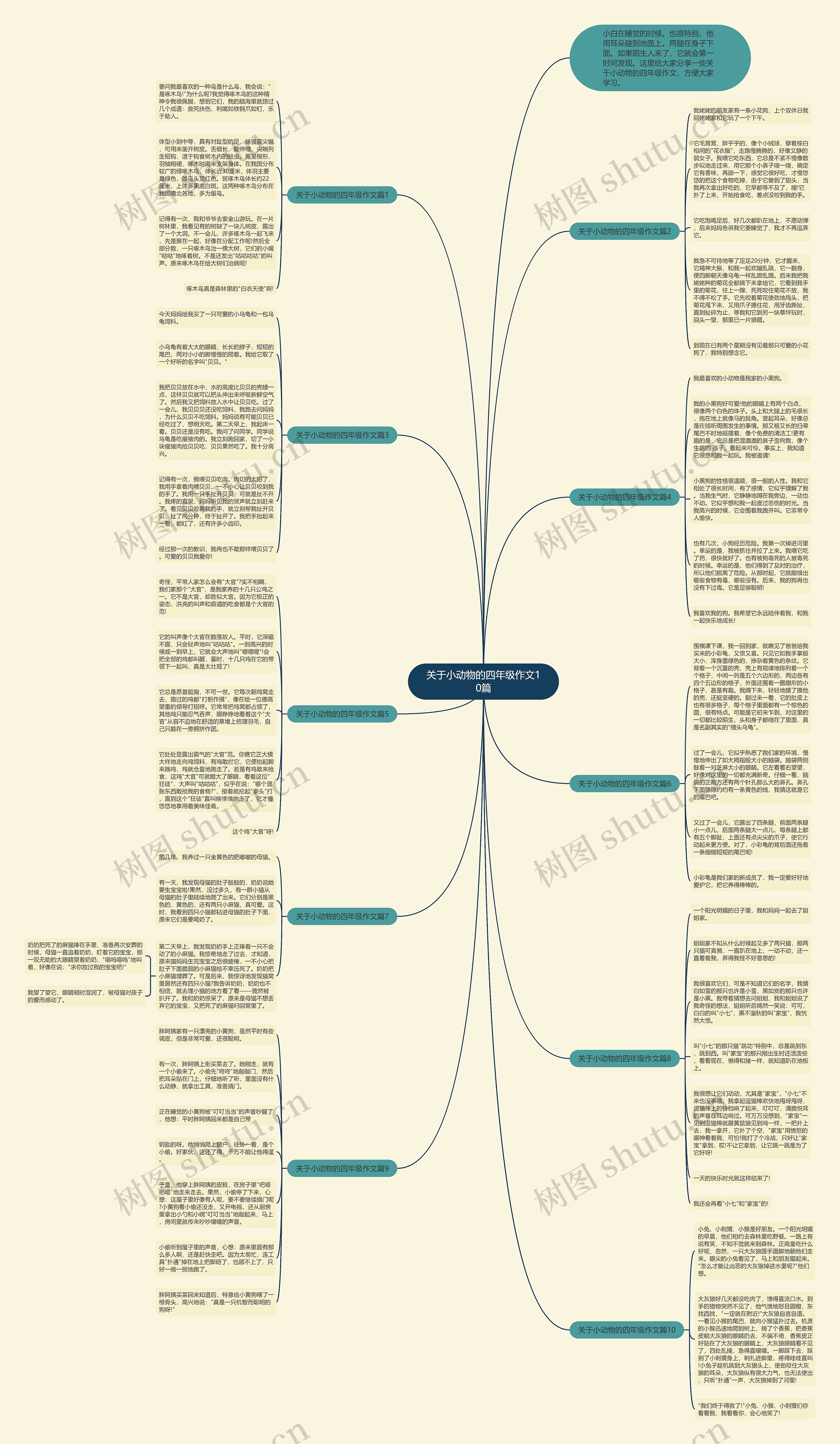 关于小动物的四年级作文10篇思维导图