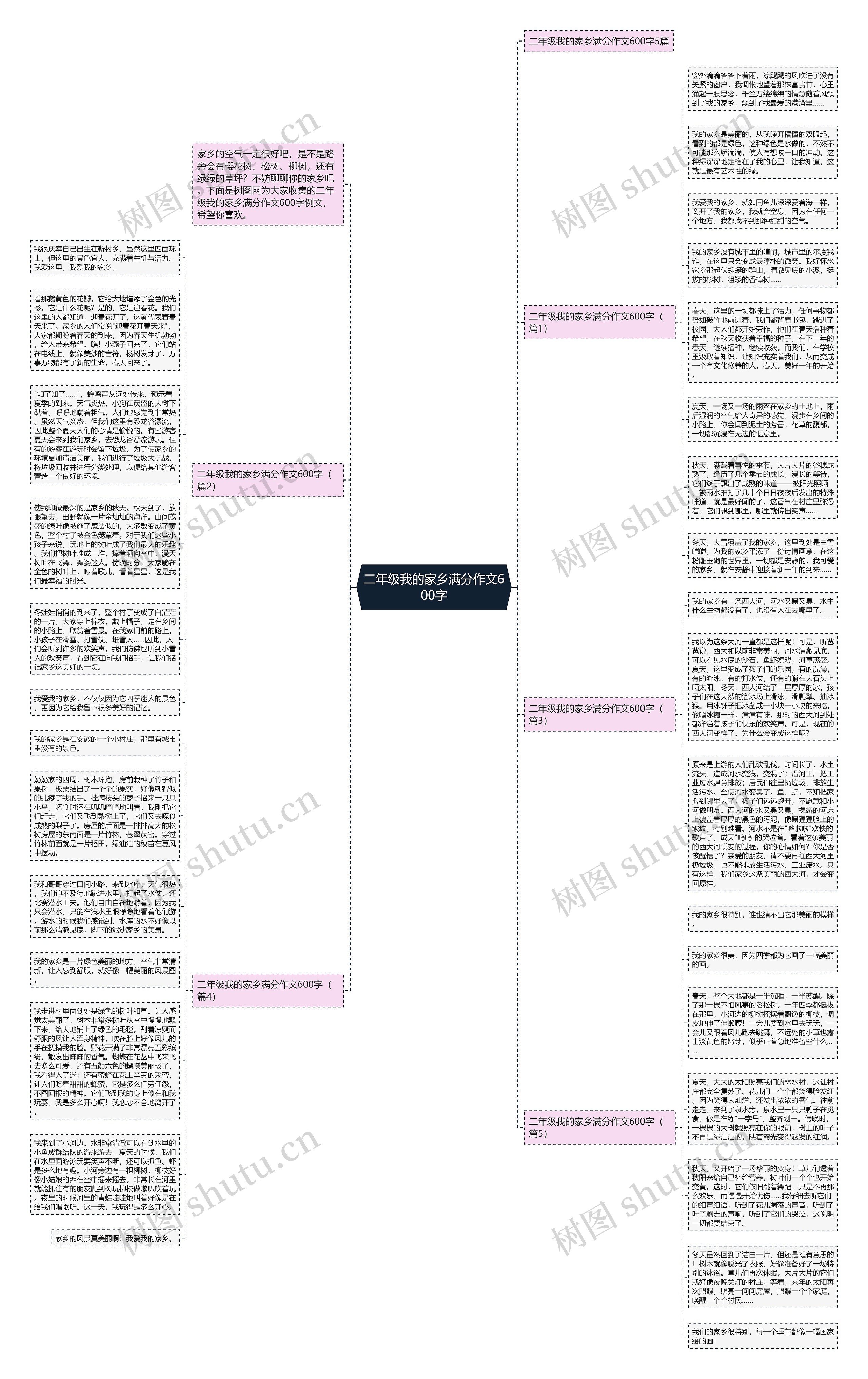 二年级我的家乡满分作文600字思维导图