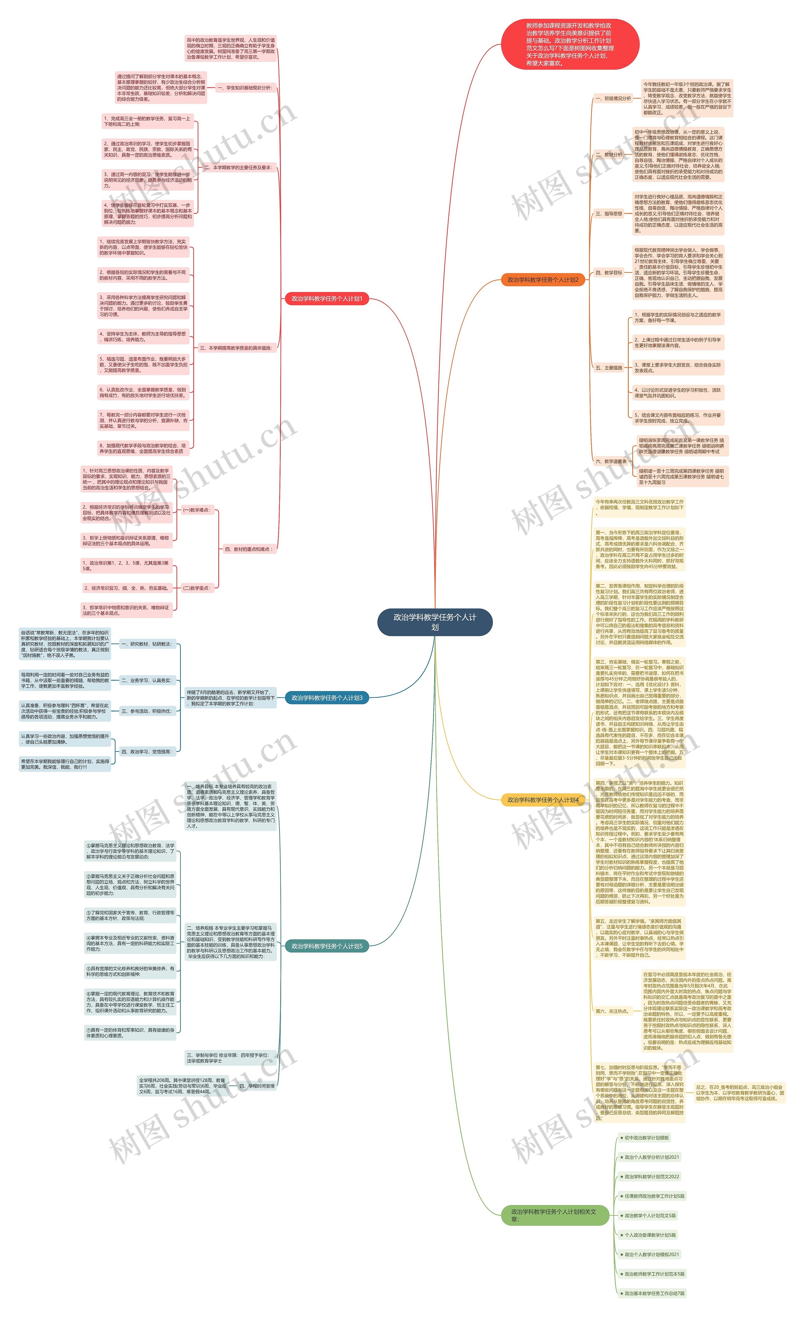 政治学科教学任务个人计划思维导图