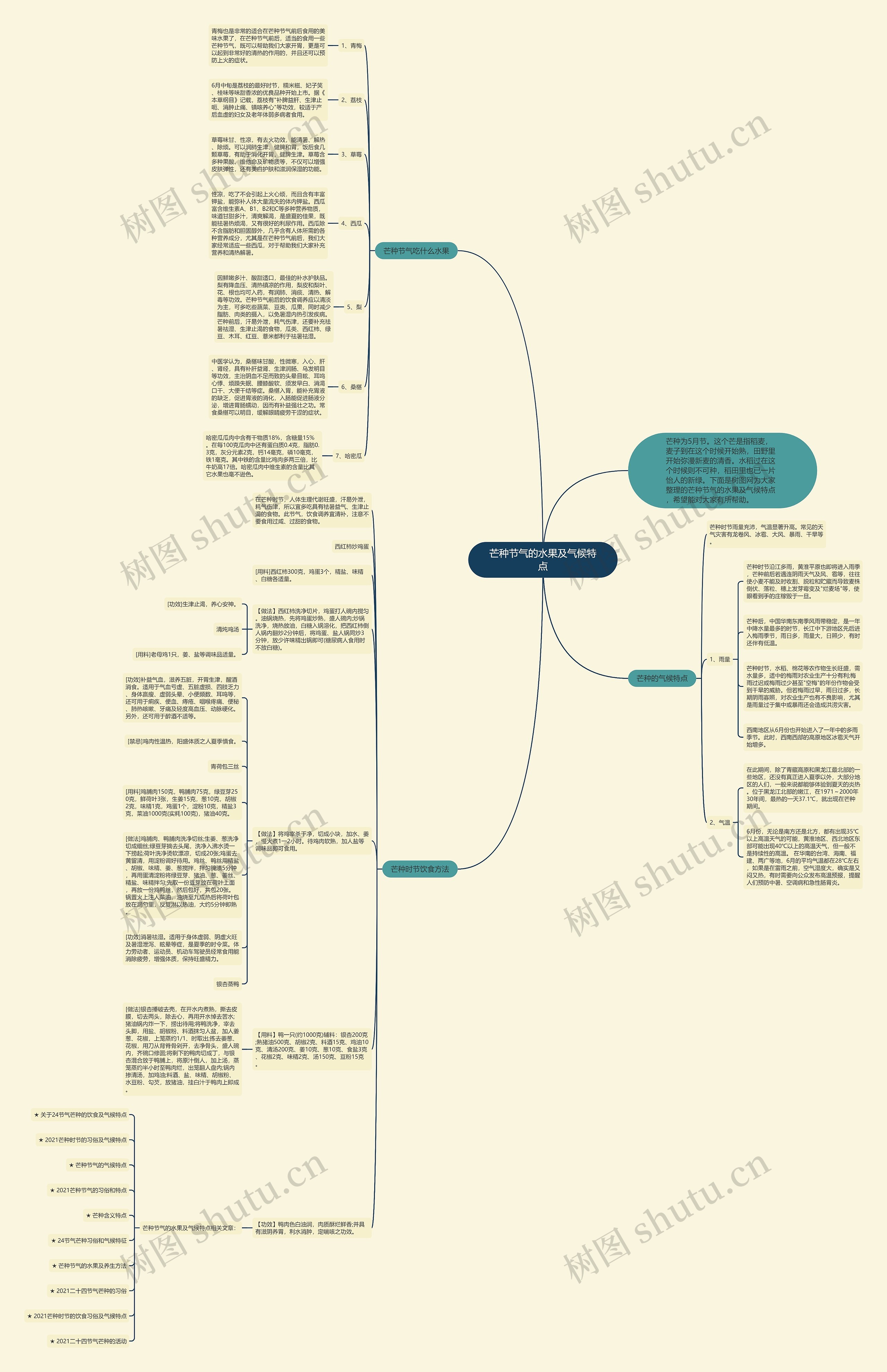 芒种节气的水果及气候特点思维导图