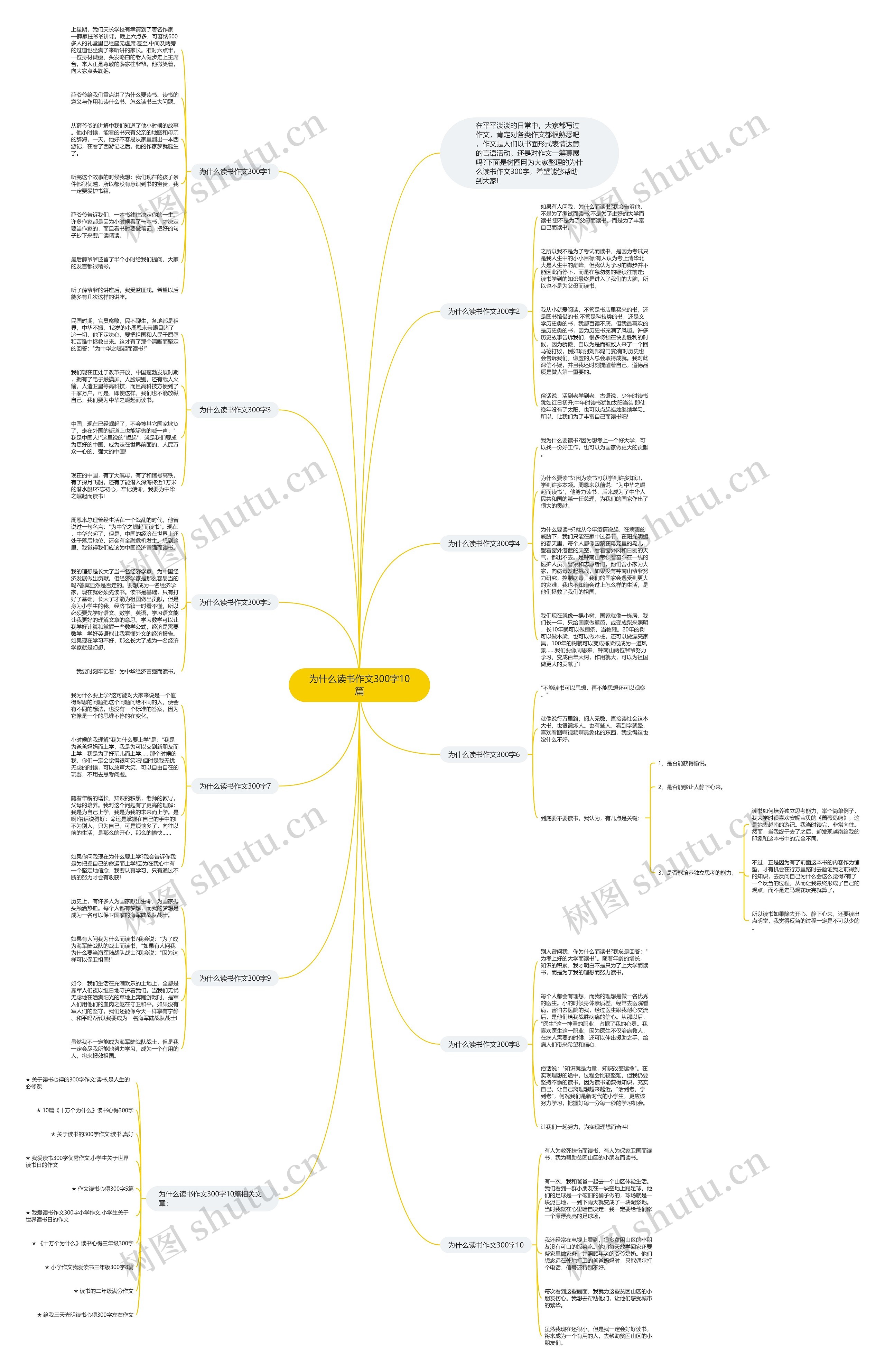 为什么读书作文300字10篇思维导图
