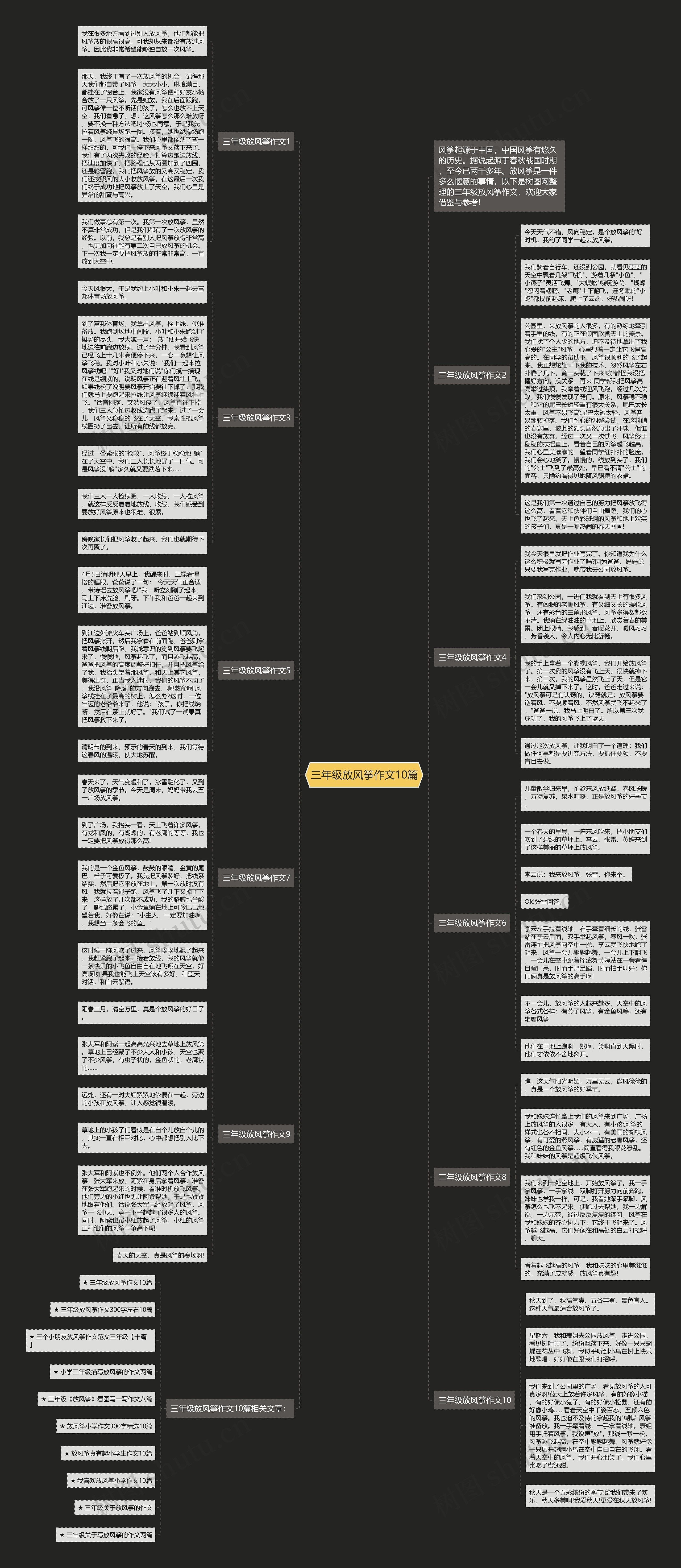 三年级放风筝作文10篇思维导图