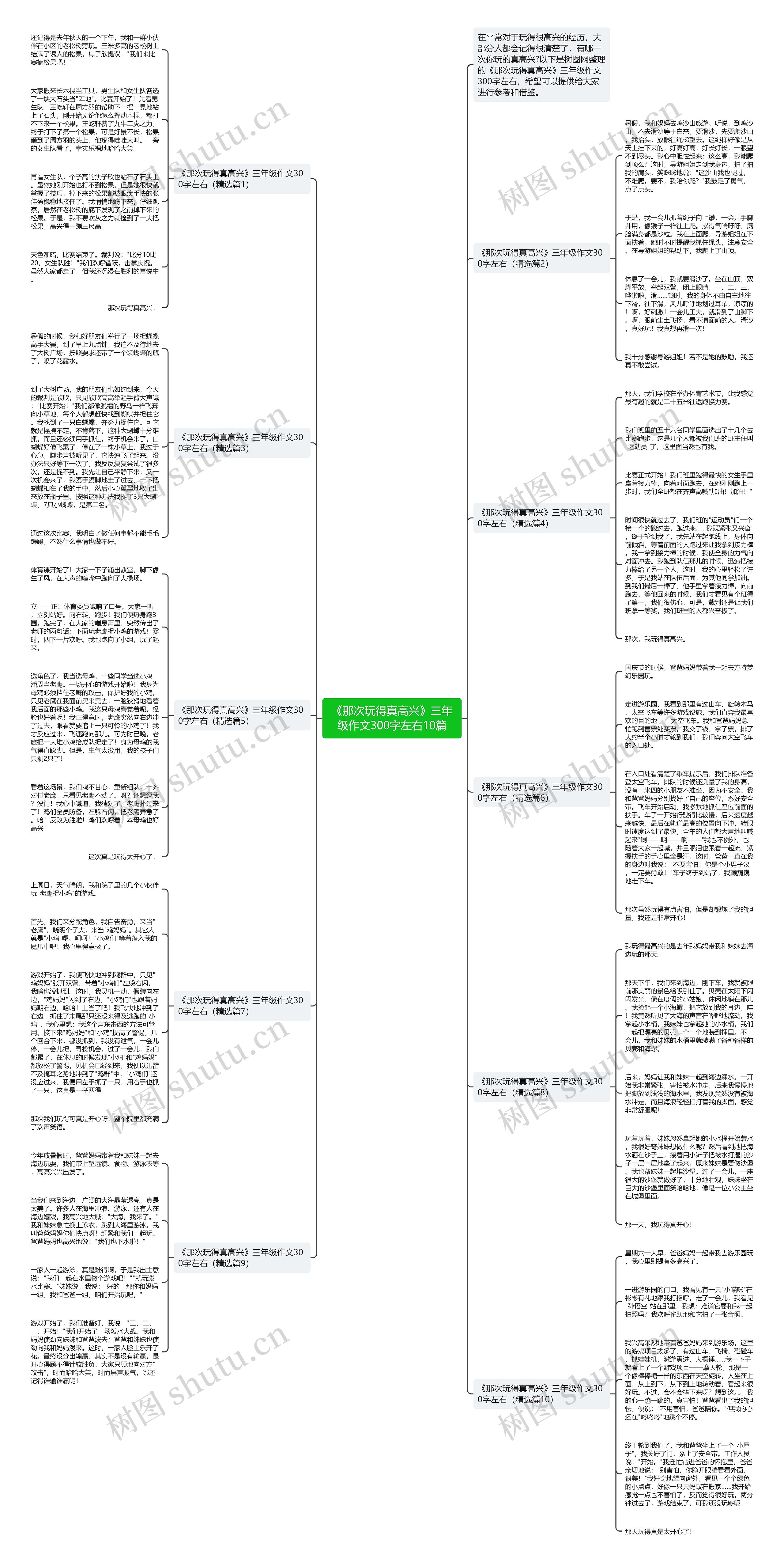 《那次玩得真高兴》三年级作文300字左右10篇思维导图