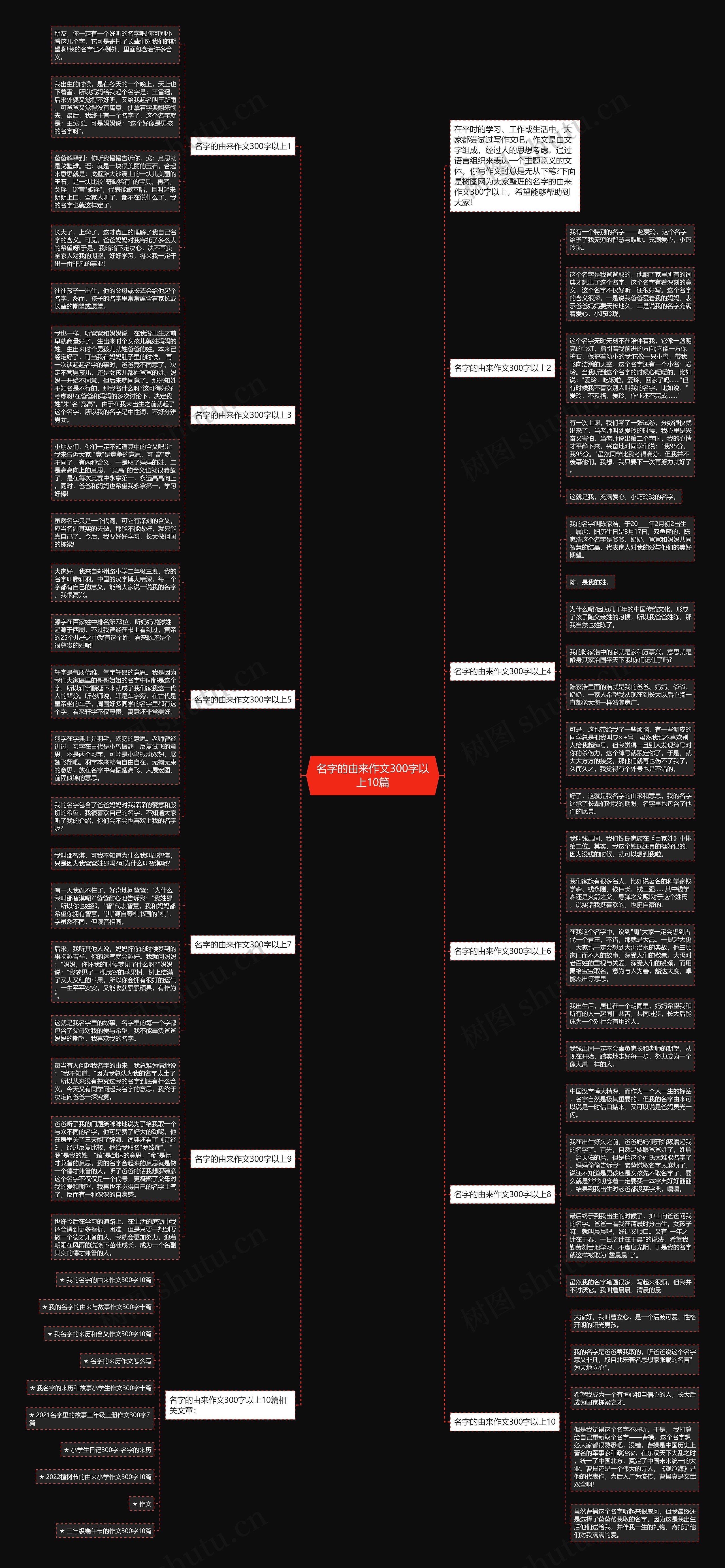 名字的由来作文300字以上10篇思维导图