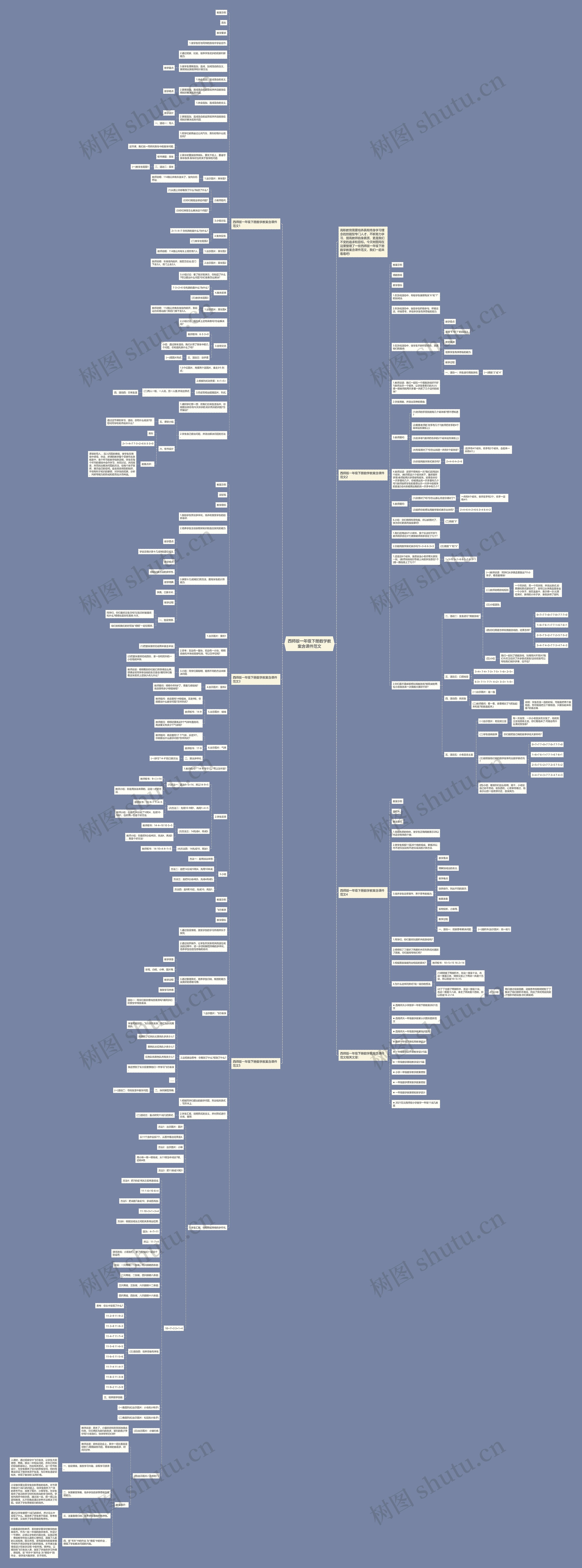 西师版一年级下册数学教案含课件范文思维导图