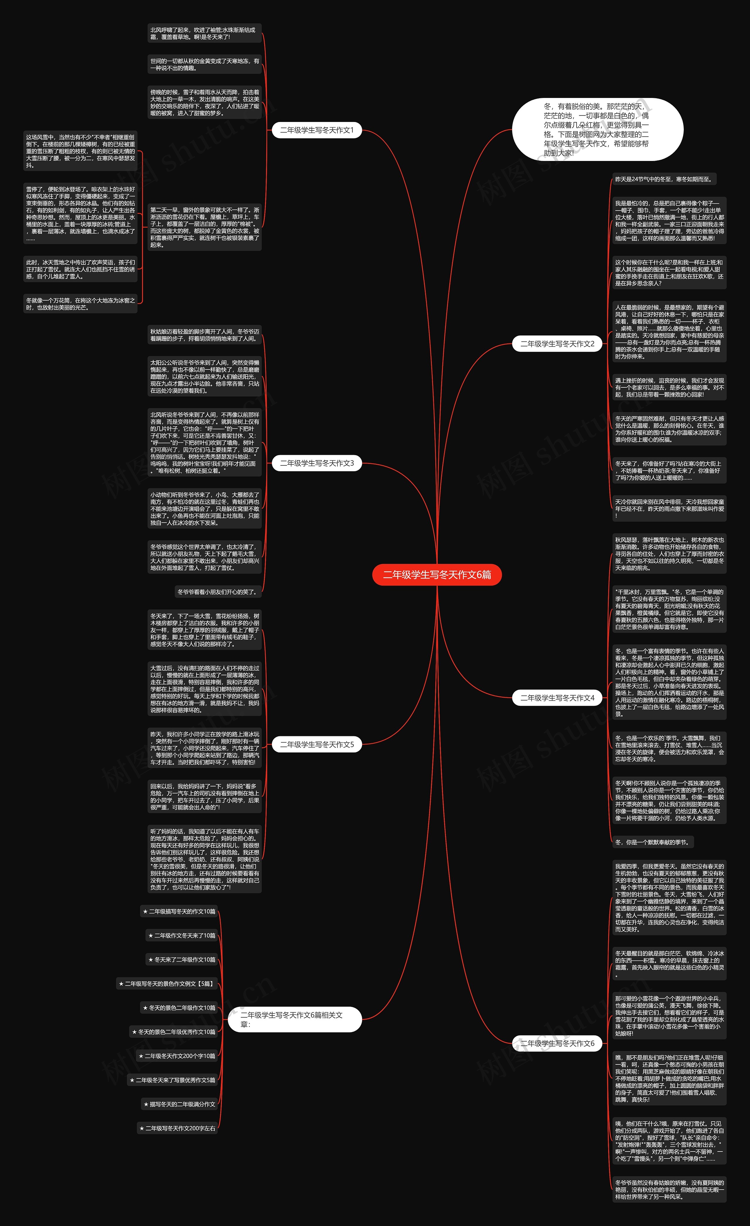 二年级学生写冬天作文6篇思维导图