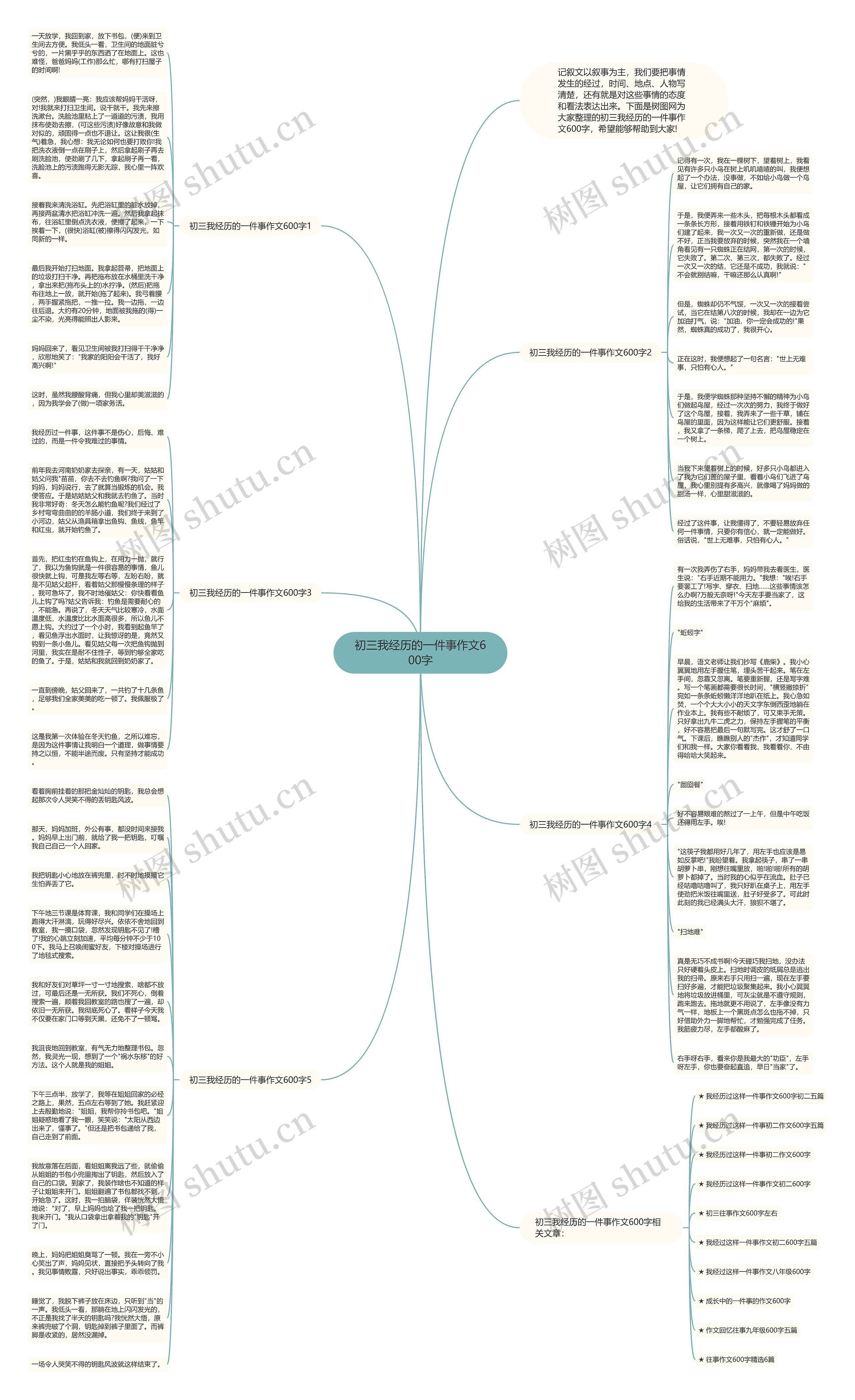 初三我经历的一件事作文600字思维导图