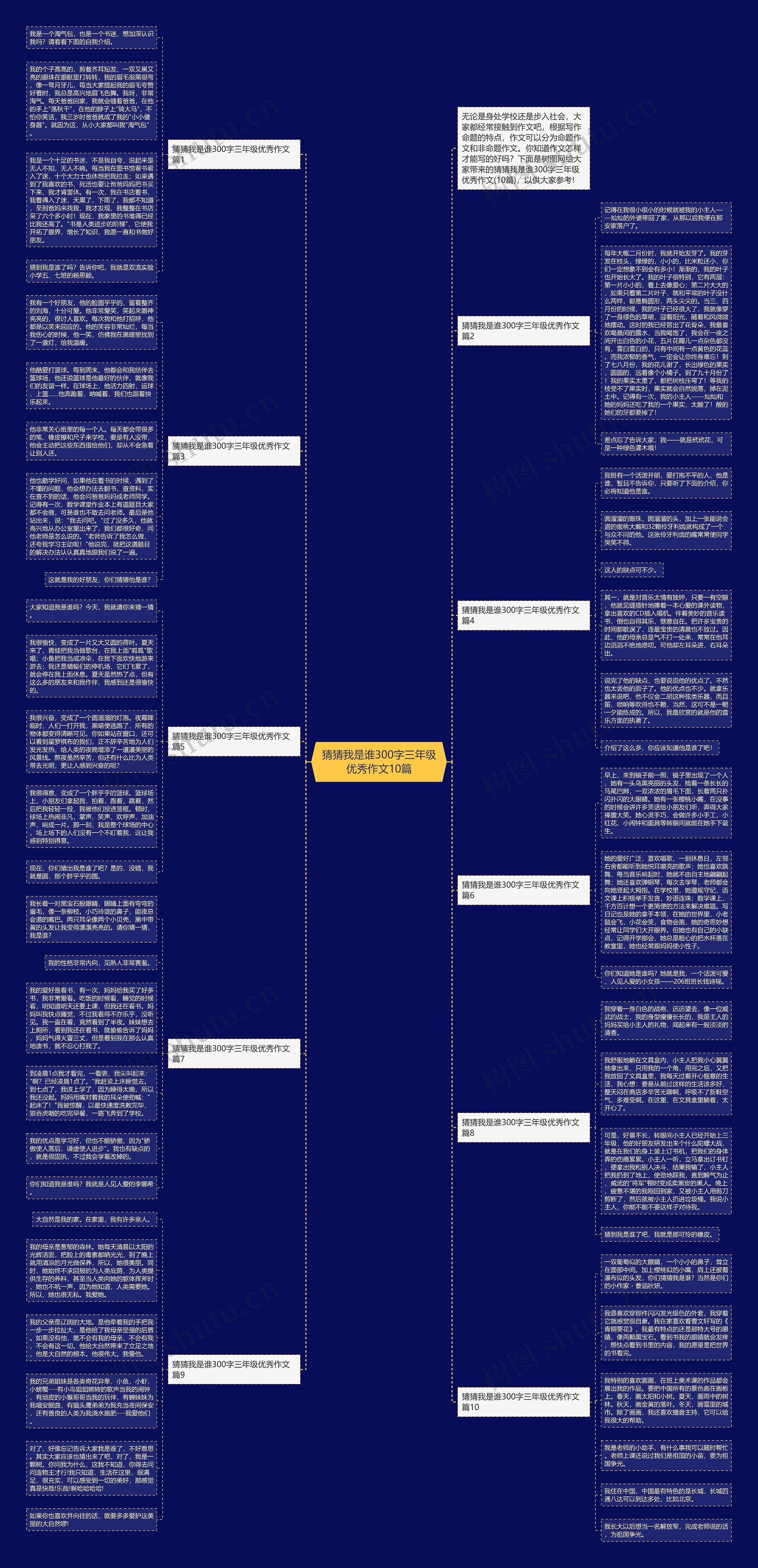猜猜我是谁300字三年级优秀作文10篇思维导图