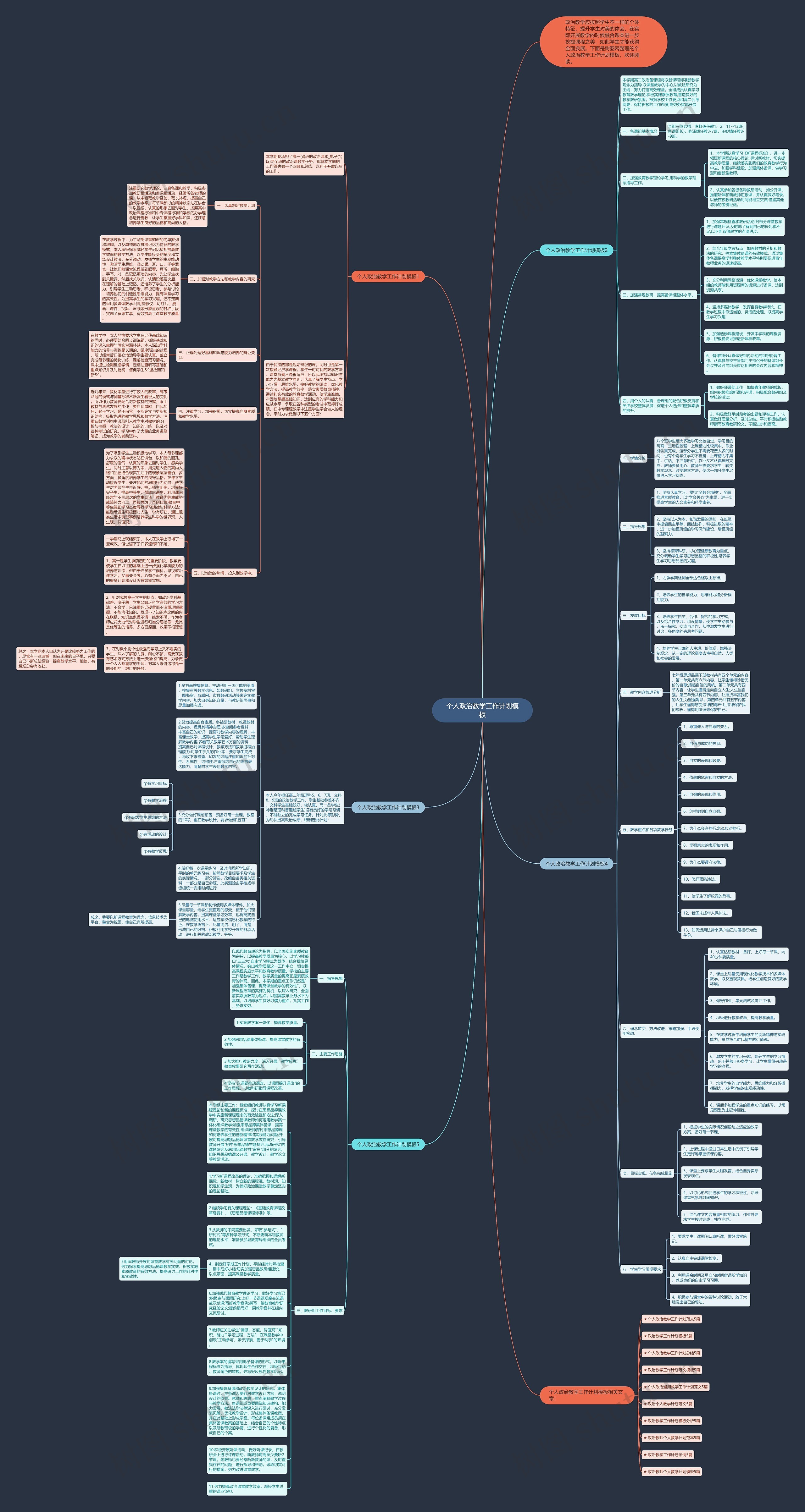 个人政治教学工作计划思维导图