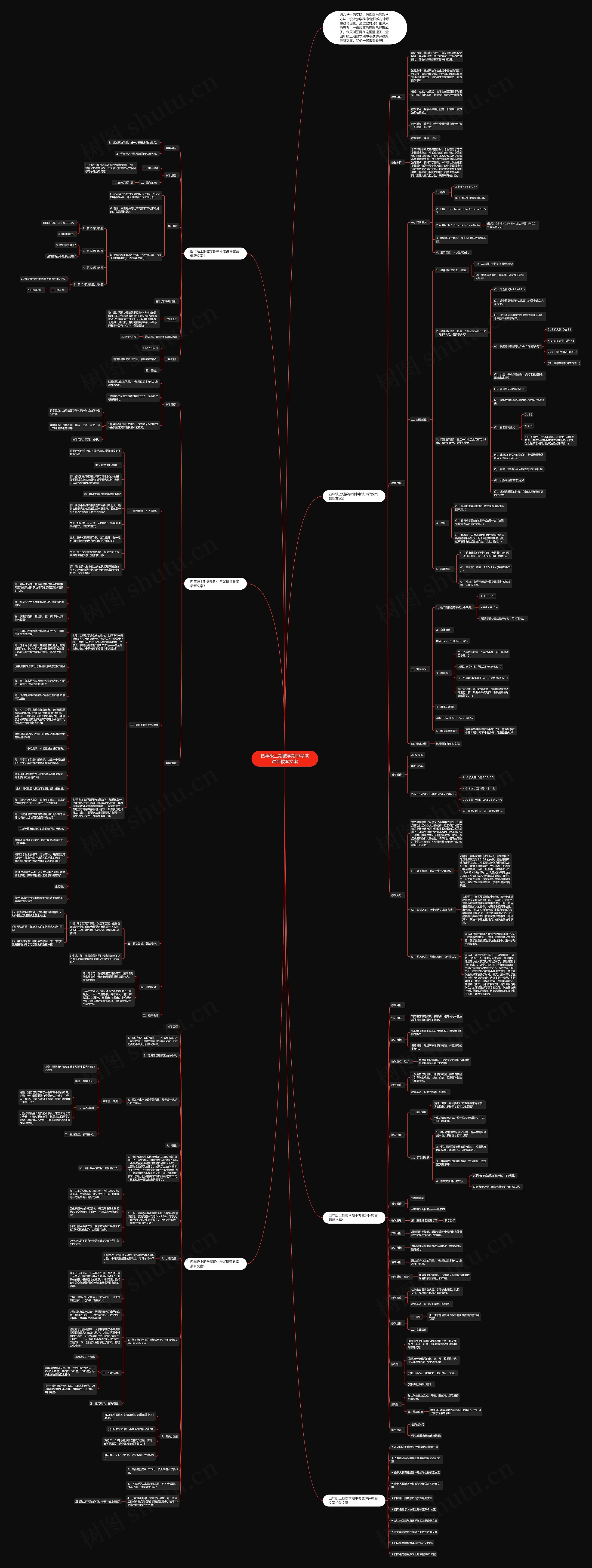 四年级上期数学期中考试讲评教案文案思维导图高清图 四年级上期数学期中考试讲评教案文案思维导图