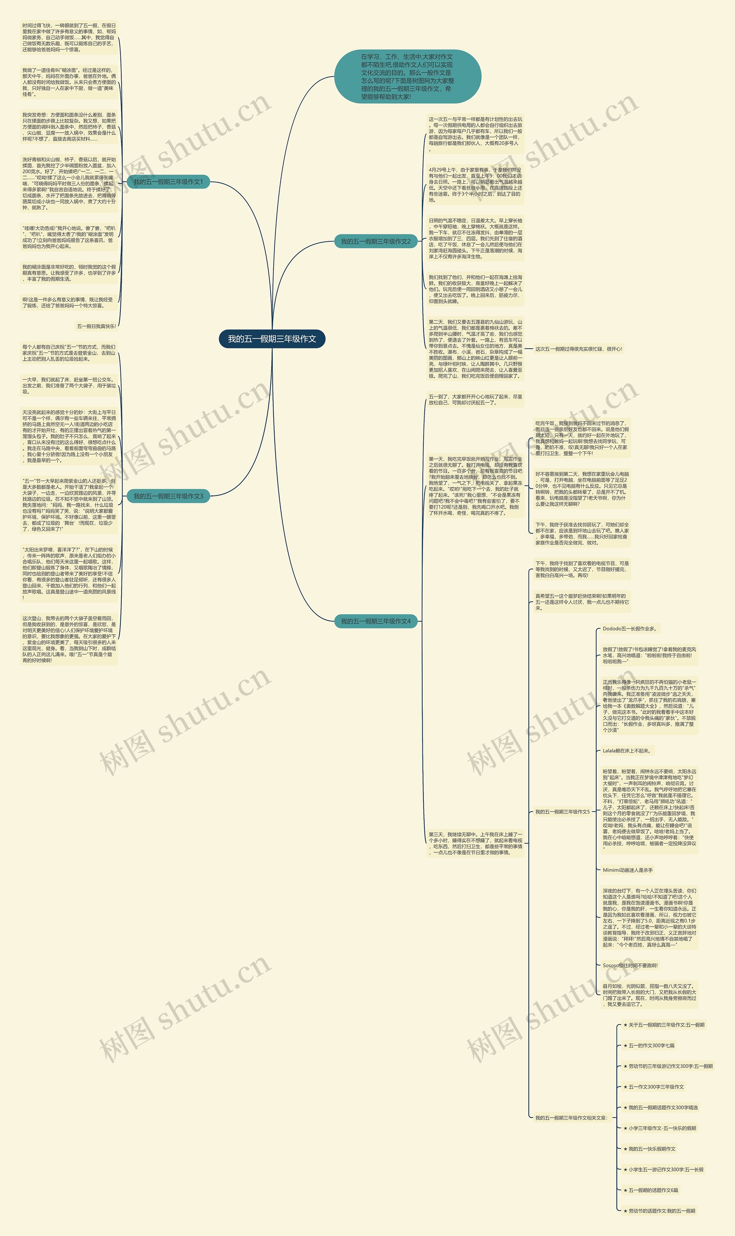 我的五一假期三年级作文思维导图