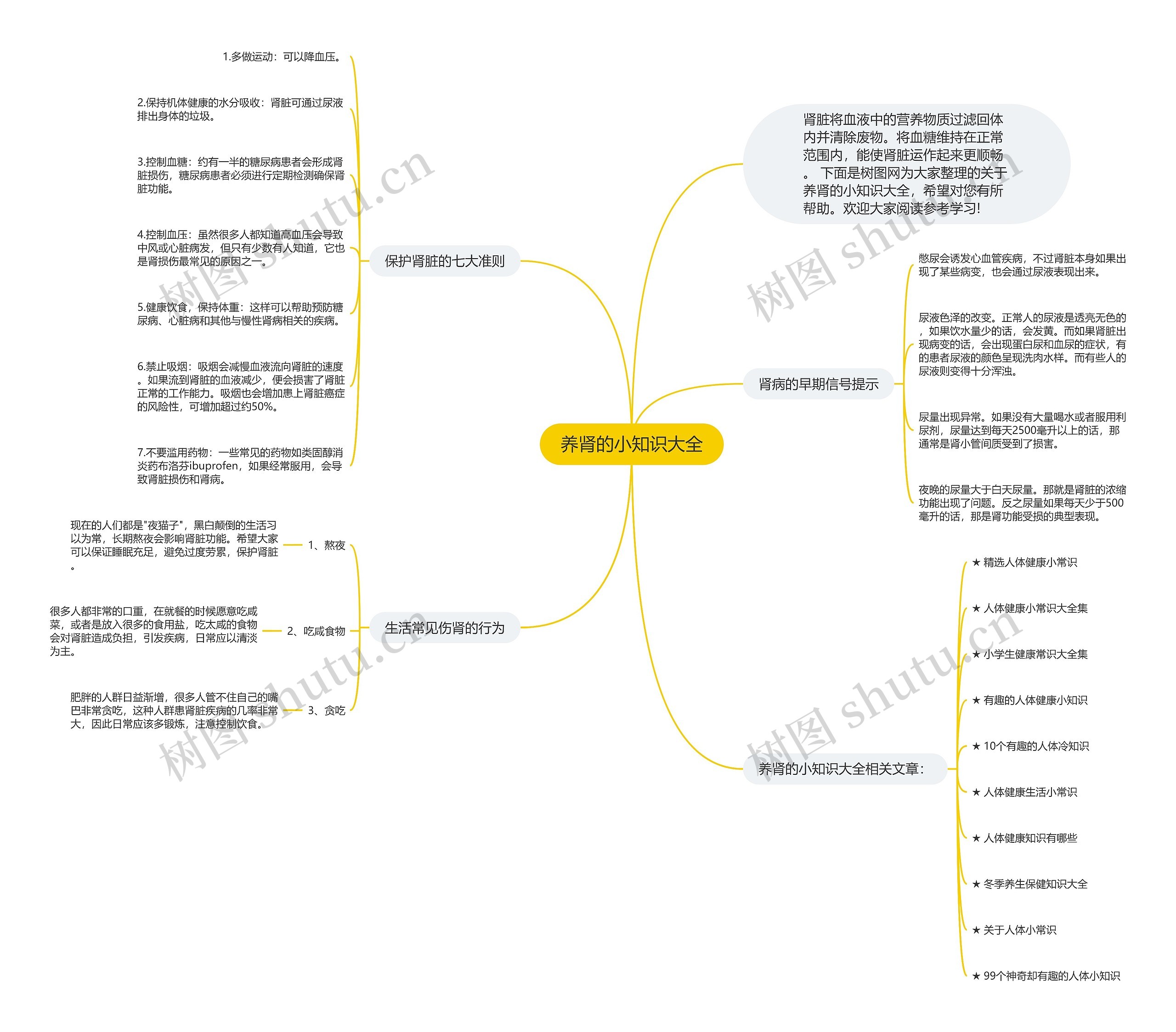 养肾的小知识大全思维导图