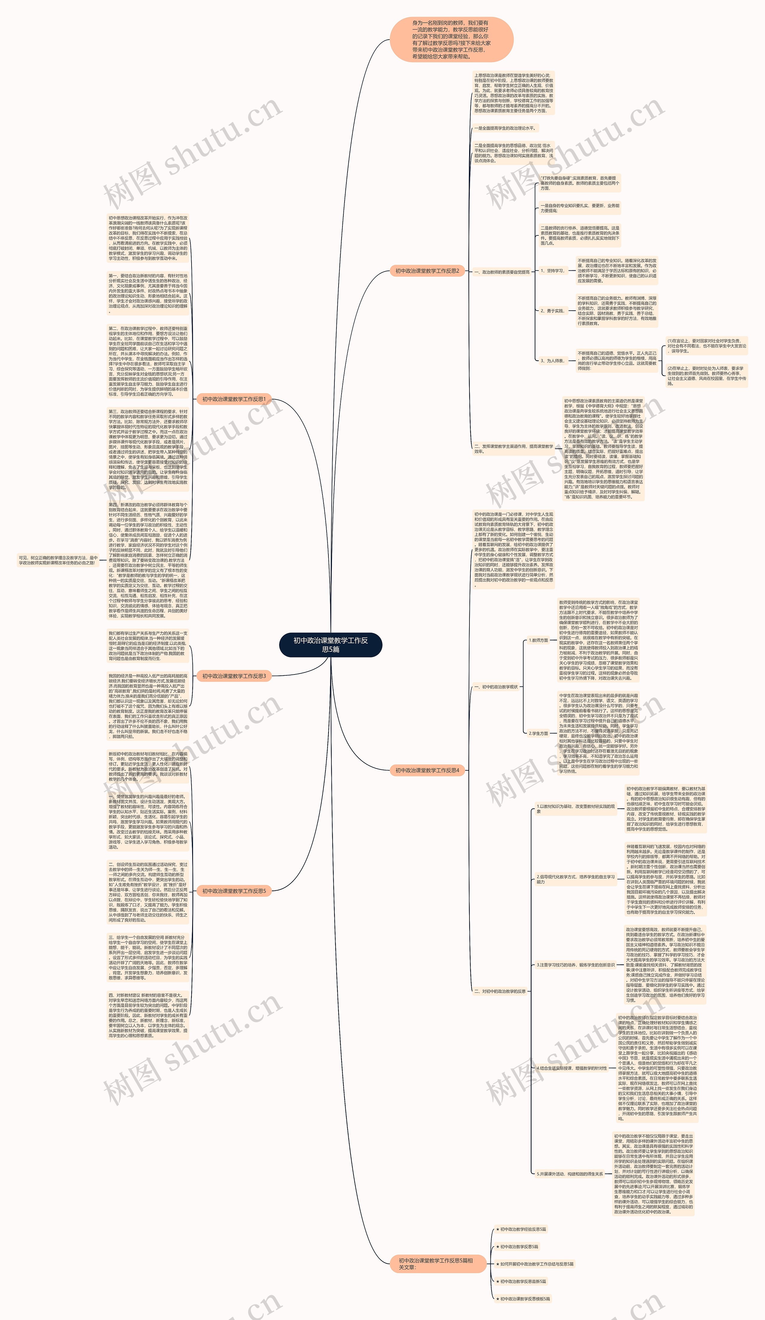 初中政治课堂教学工作反思5篇思维导图