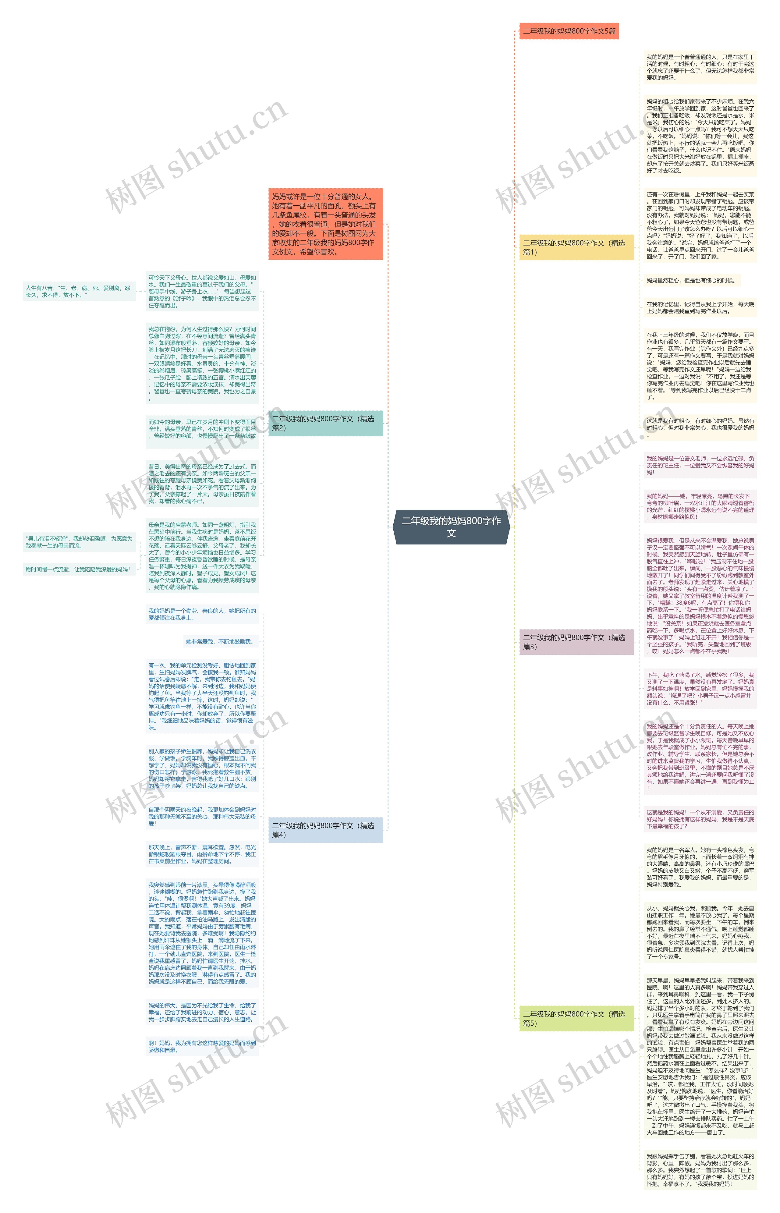 二年级我的妈妈800字作文思维导图高清图 二年级我的妈妈800字作文思维导图