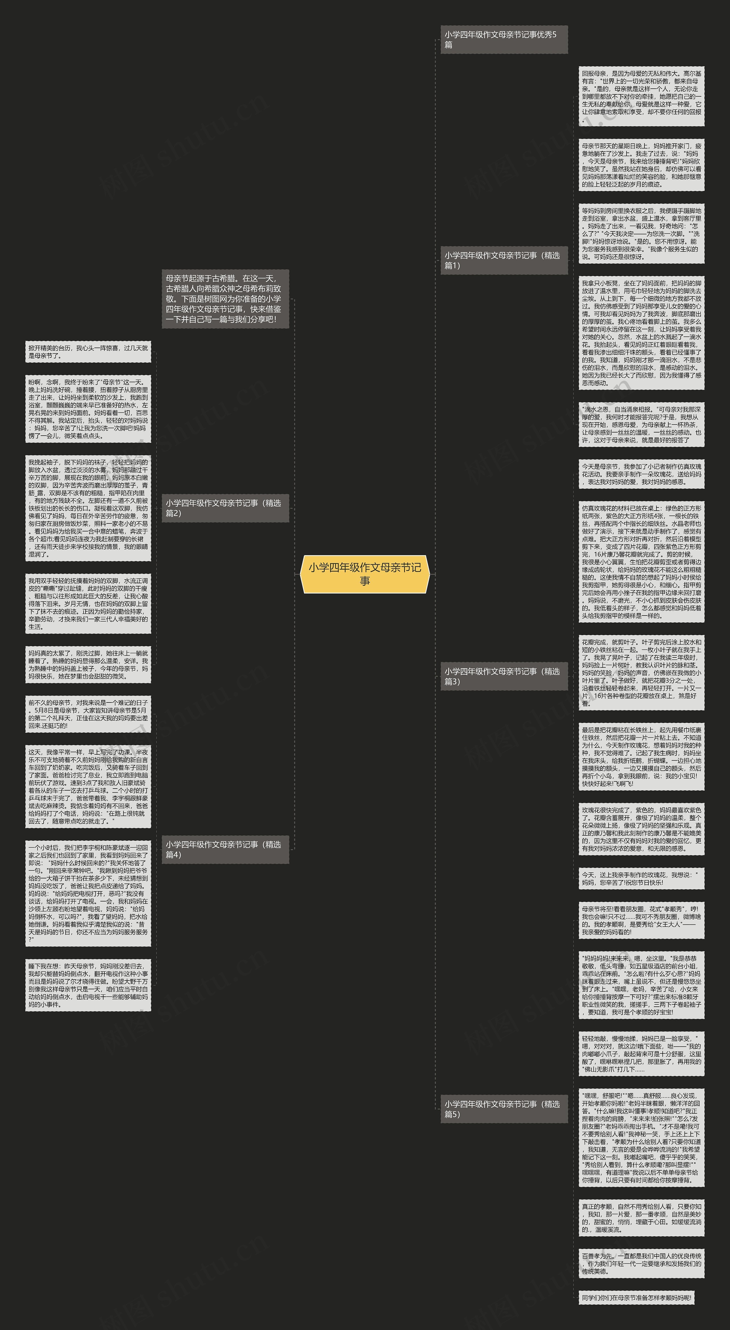 小学四年级作文母亲节记事思维导图