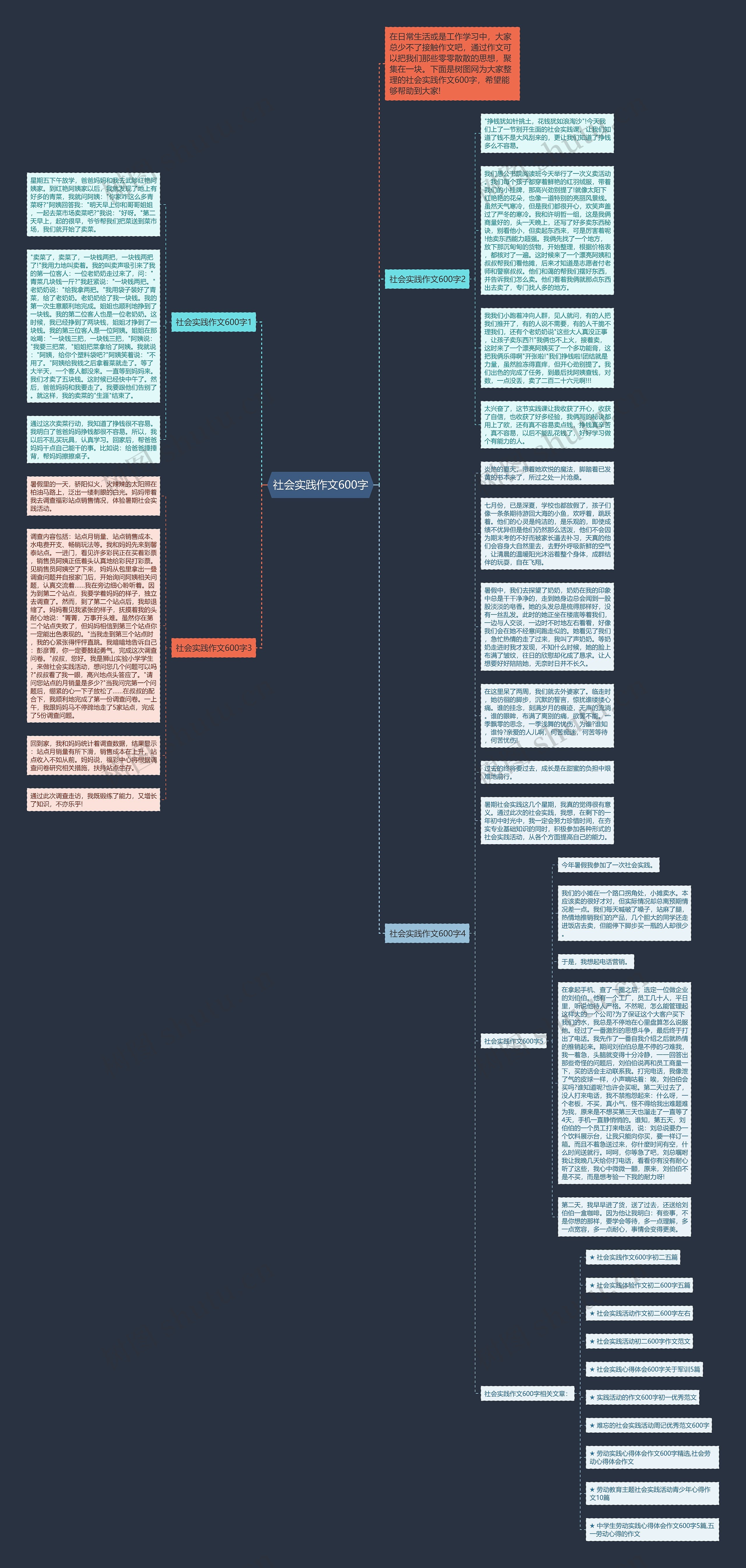 社会实践作文600字思维导图