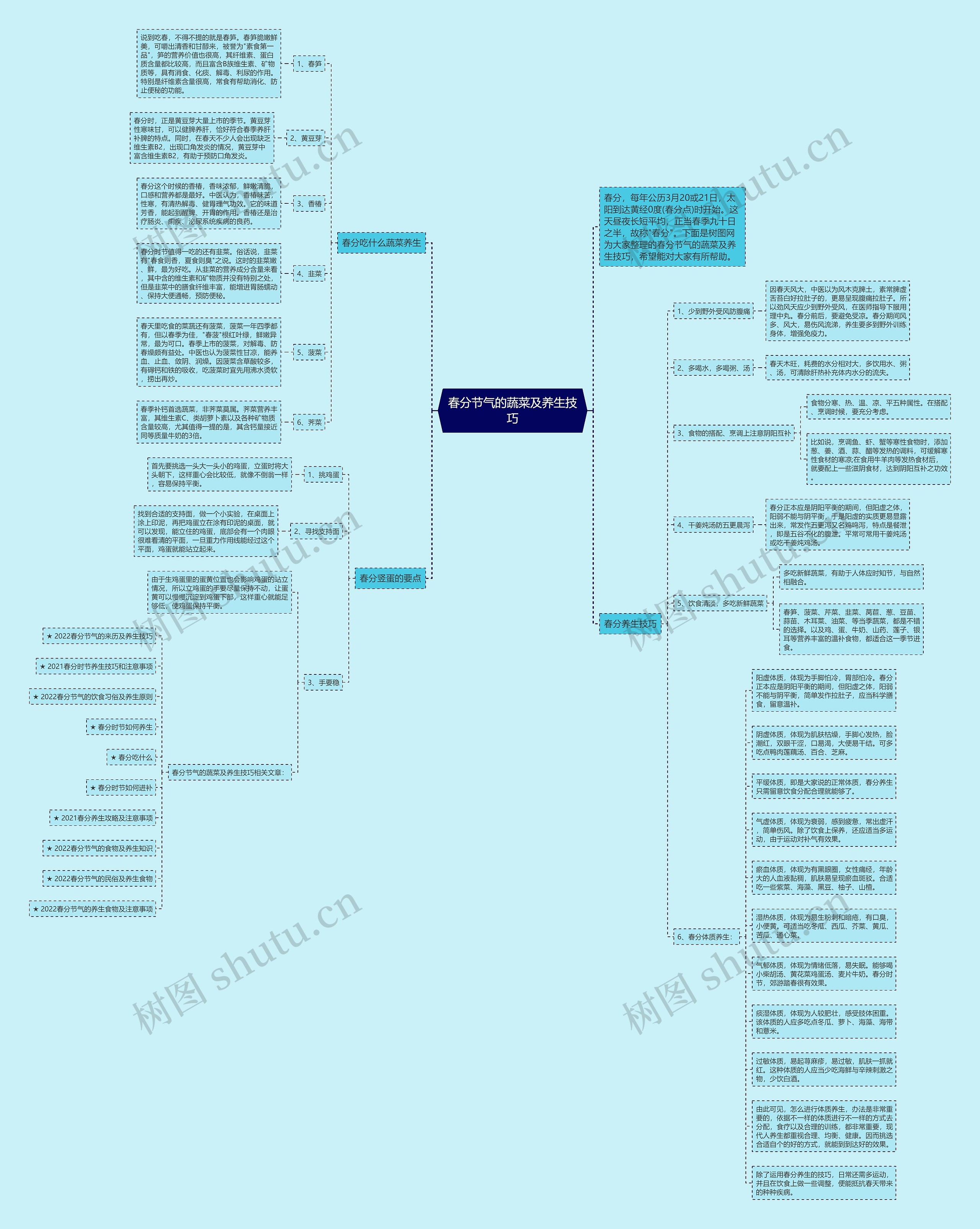 春分节气的蔬菜及养生技巧思维导图