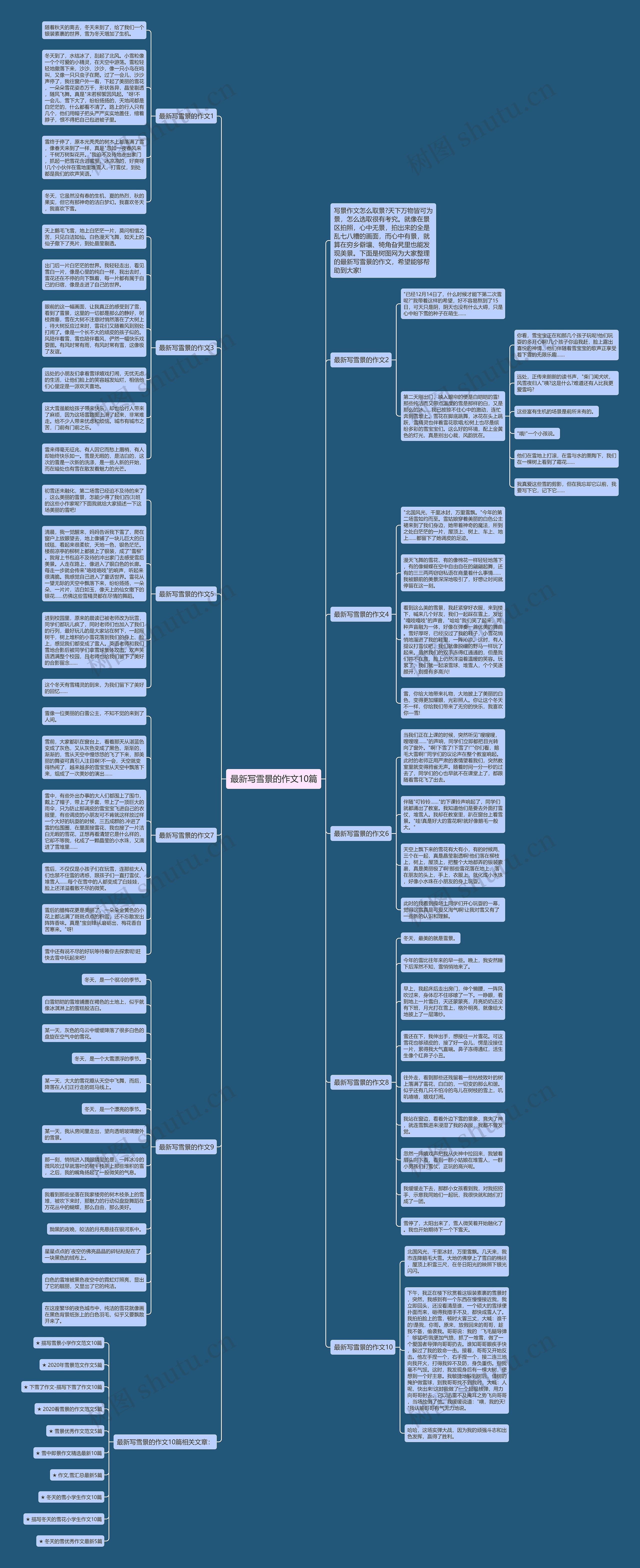 最新写雪景的作文10篇思维导图