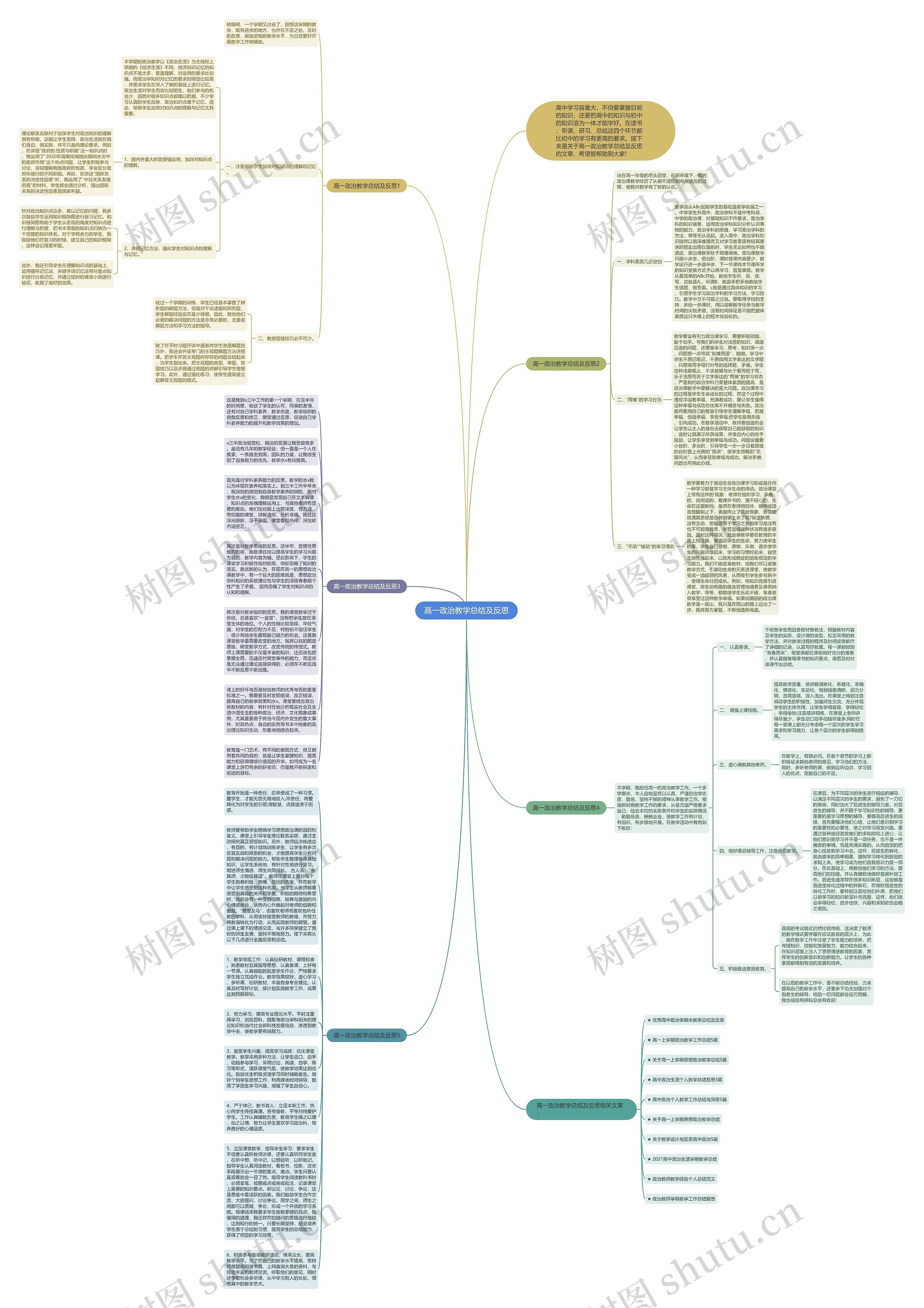 高一政治教学总结及反思思维导图
