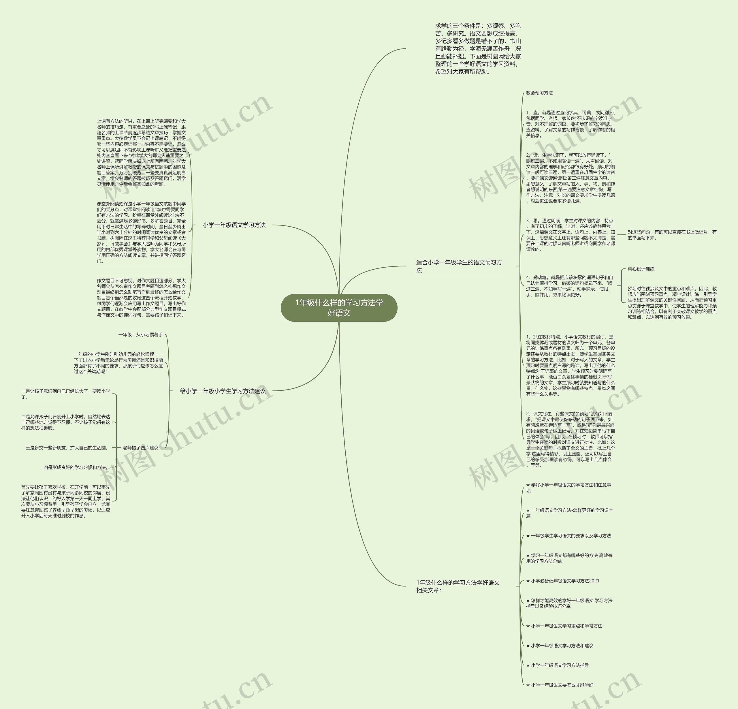 1年级什么样的学习方法学好语文思维导图