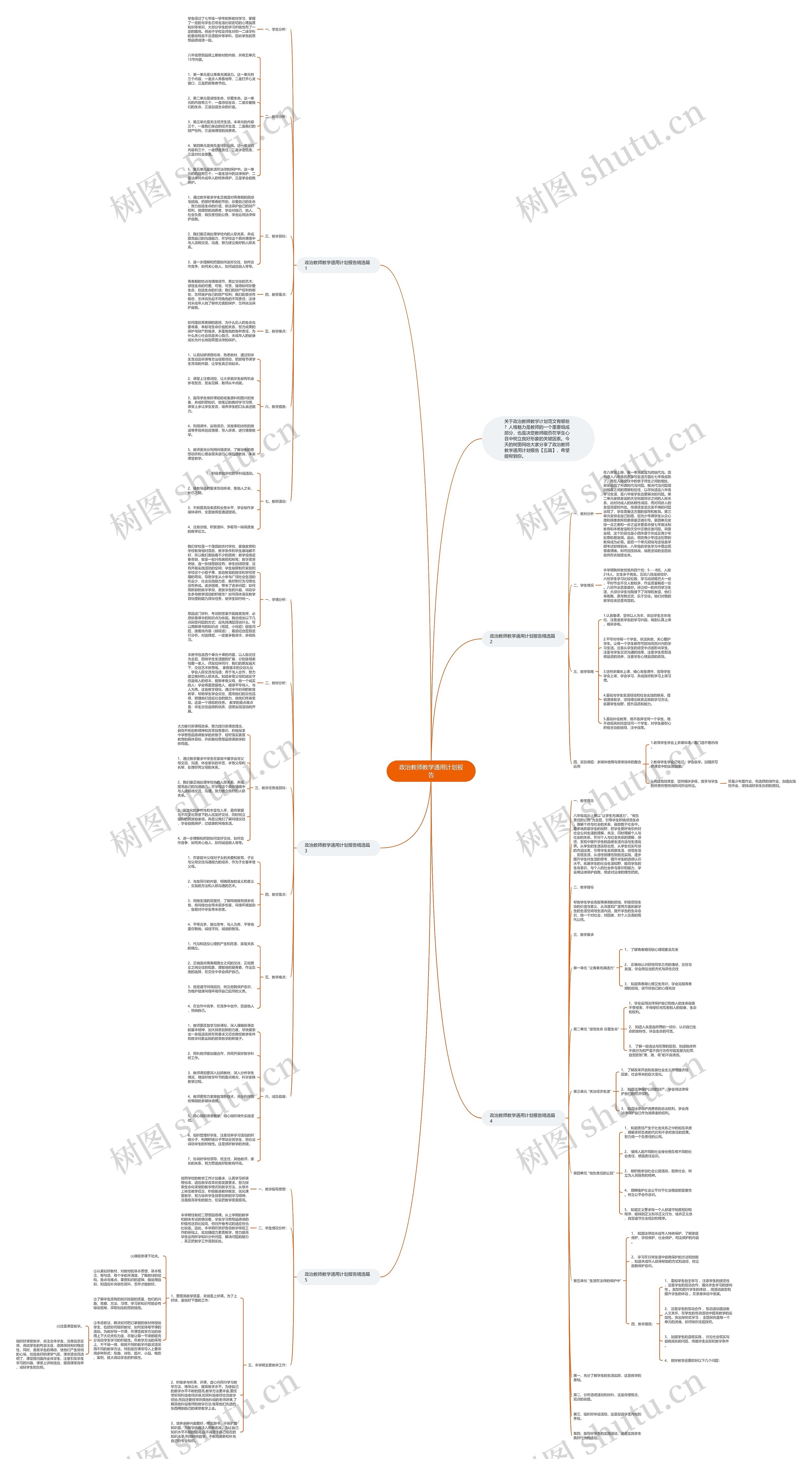 政治教师教学通用计划报告思维导图